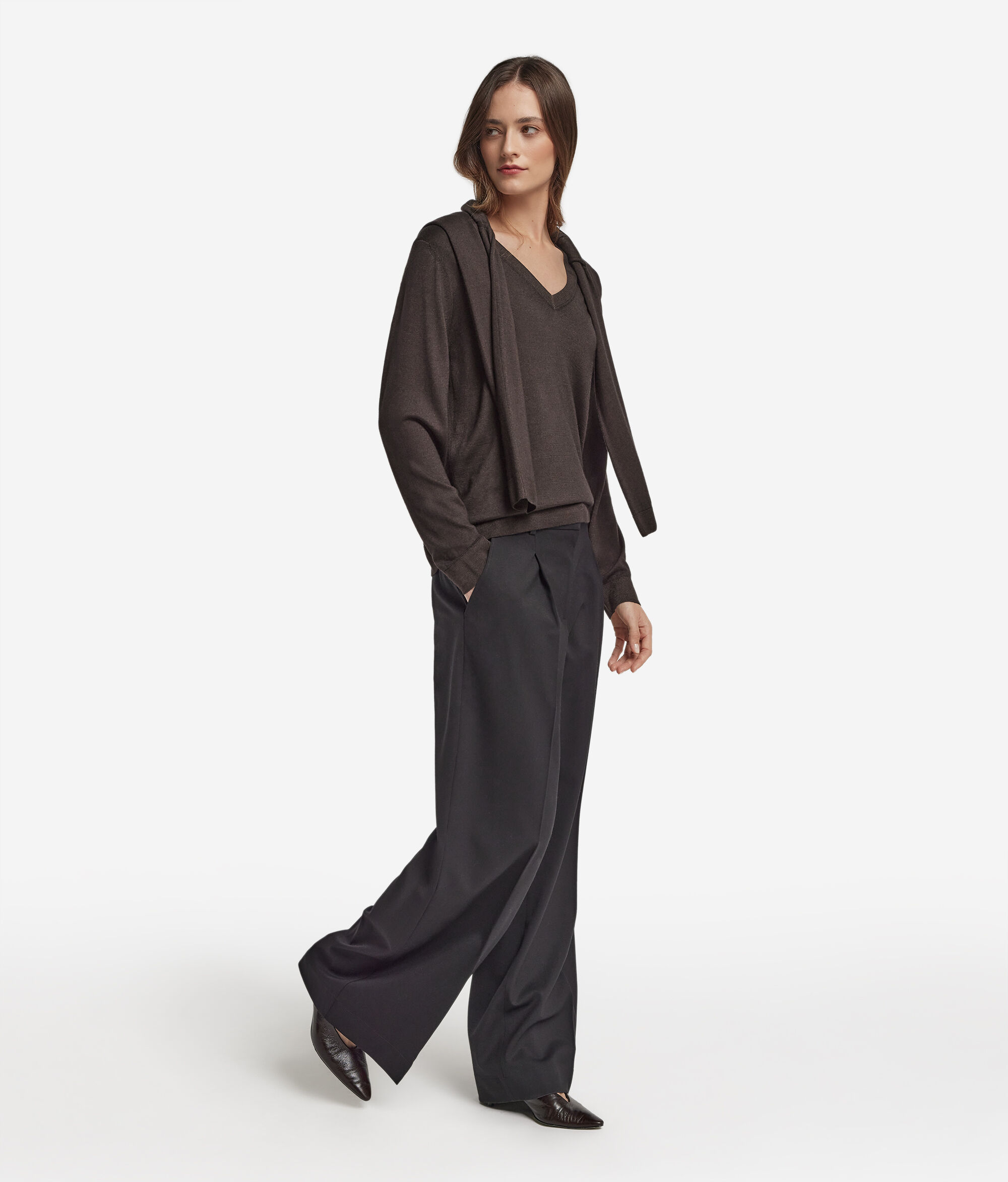 Pull à col V en cachemire ultra-fin