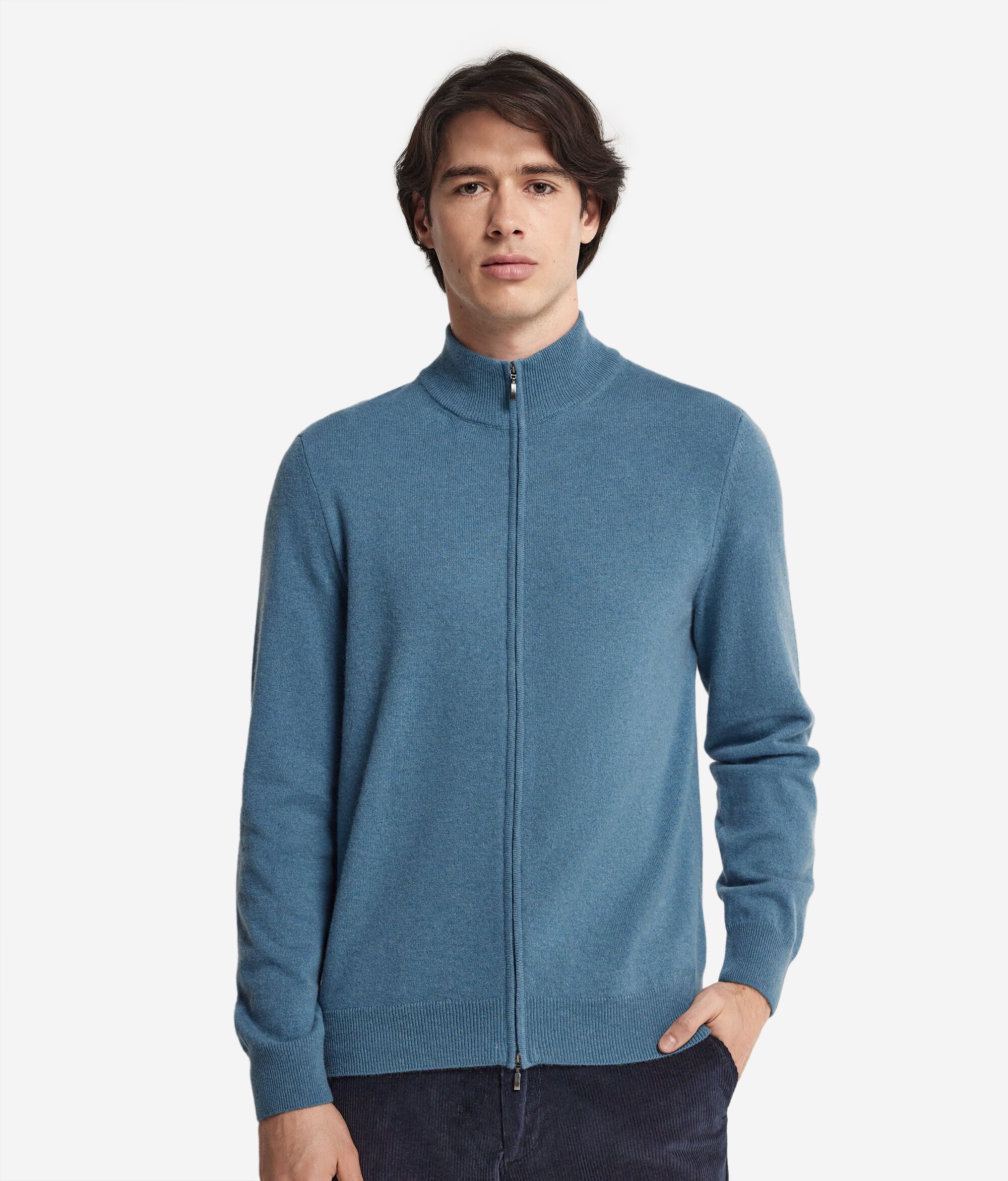 Cardigan con zip in Cashmere Ultrasoft