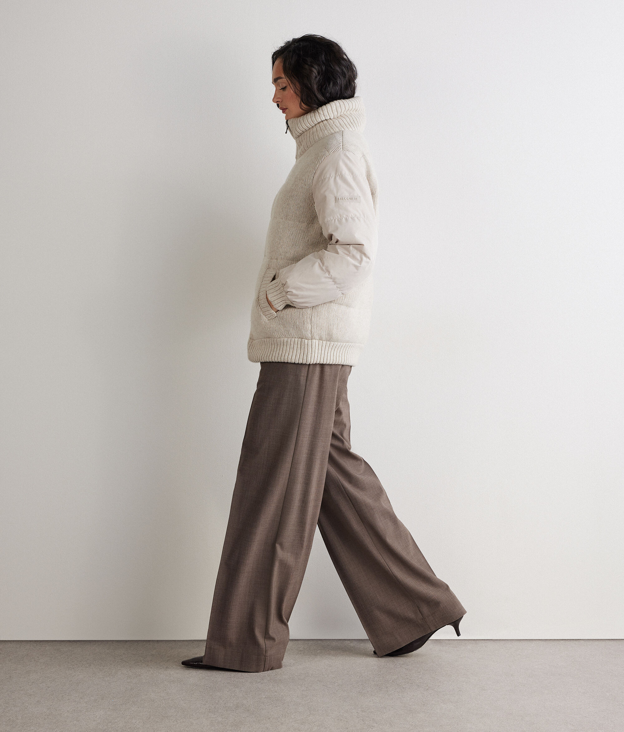 Plumífero reversible de punto en cashmere