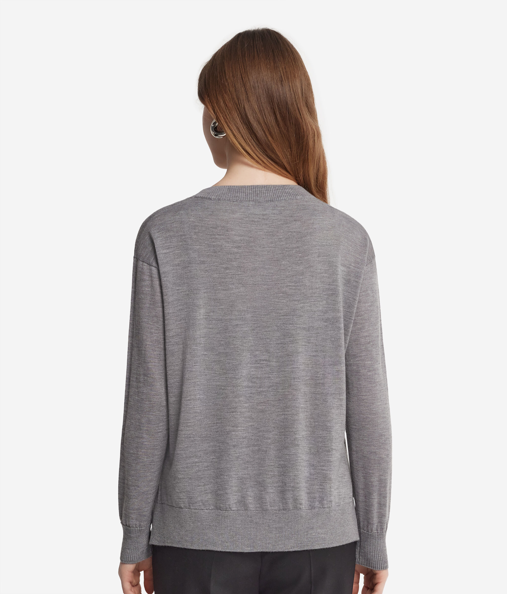 Round-Neck Cashmere Jumper with Slits