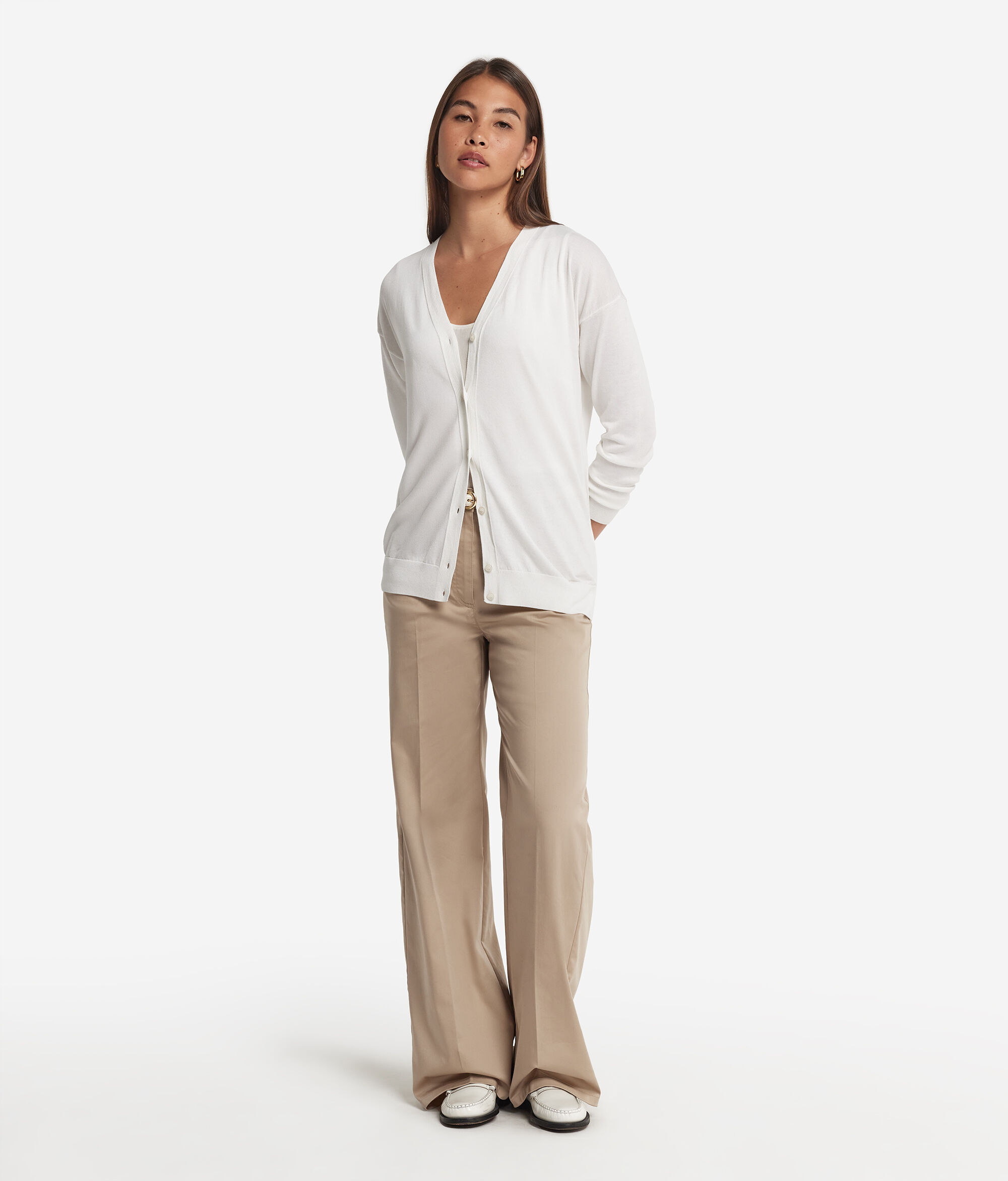 Long-Sleeve Silk Cotton Blend Cardigan