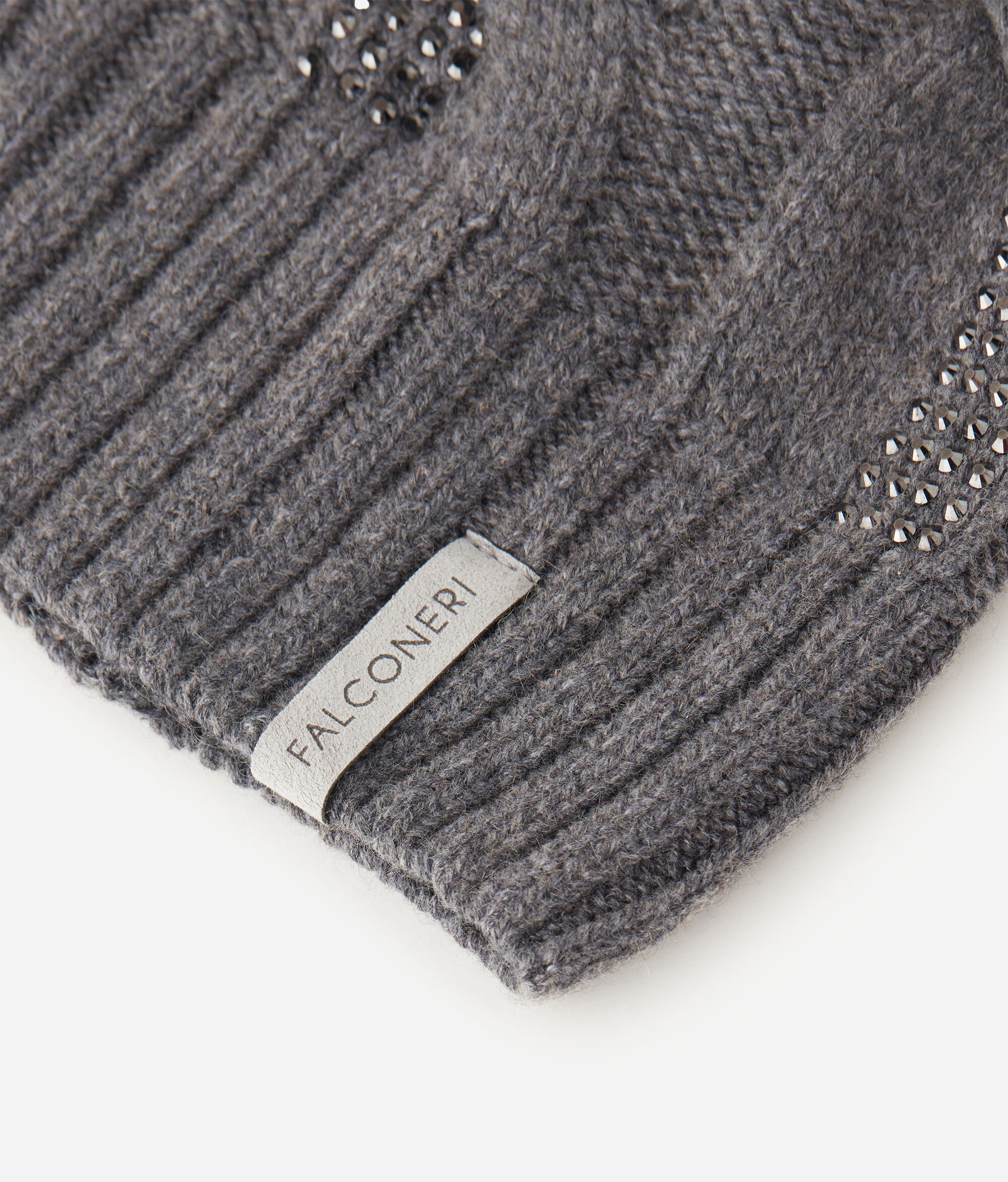 Berretto con trecce e strass in Cashmere Ultrasoft