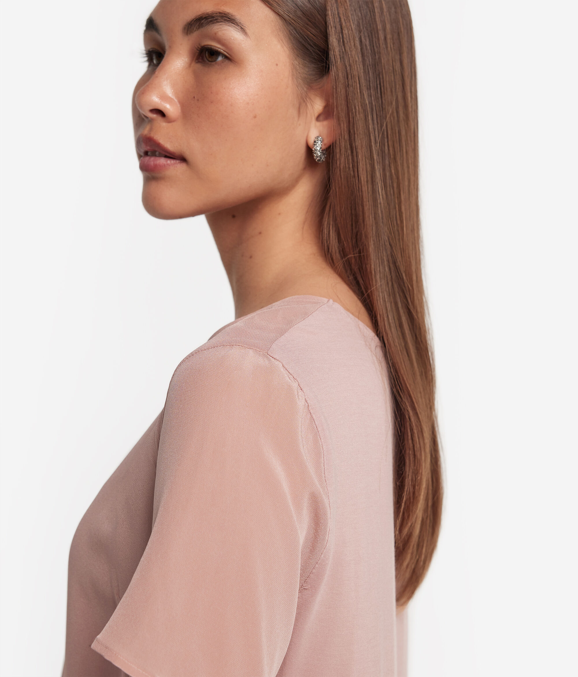 Round-Neck Silk T-Shirt