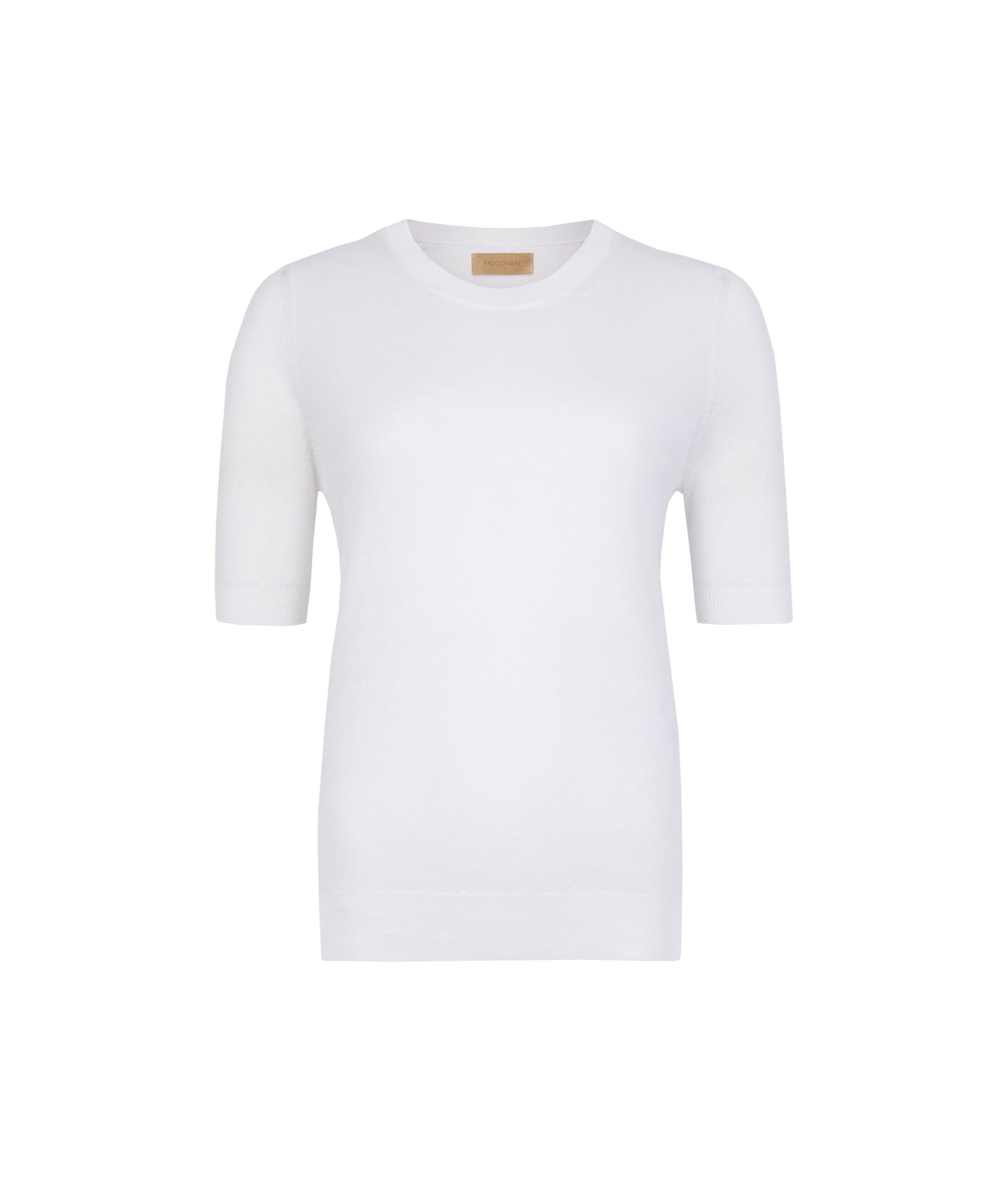 T-shirt z okrągłym dekoltem z lnu i bawełny