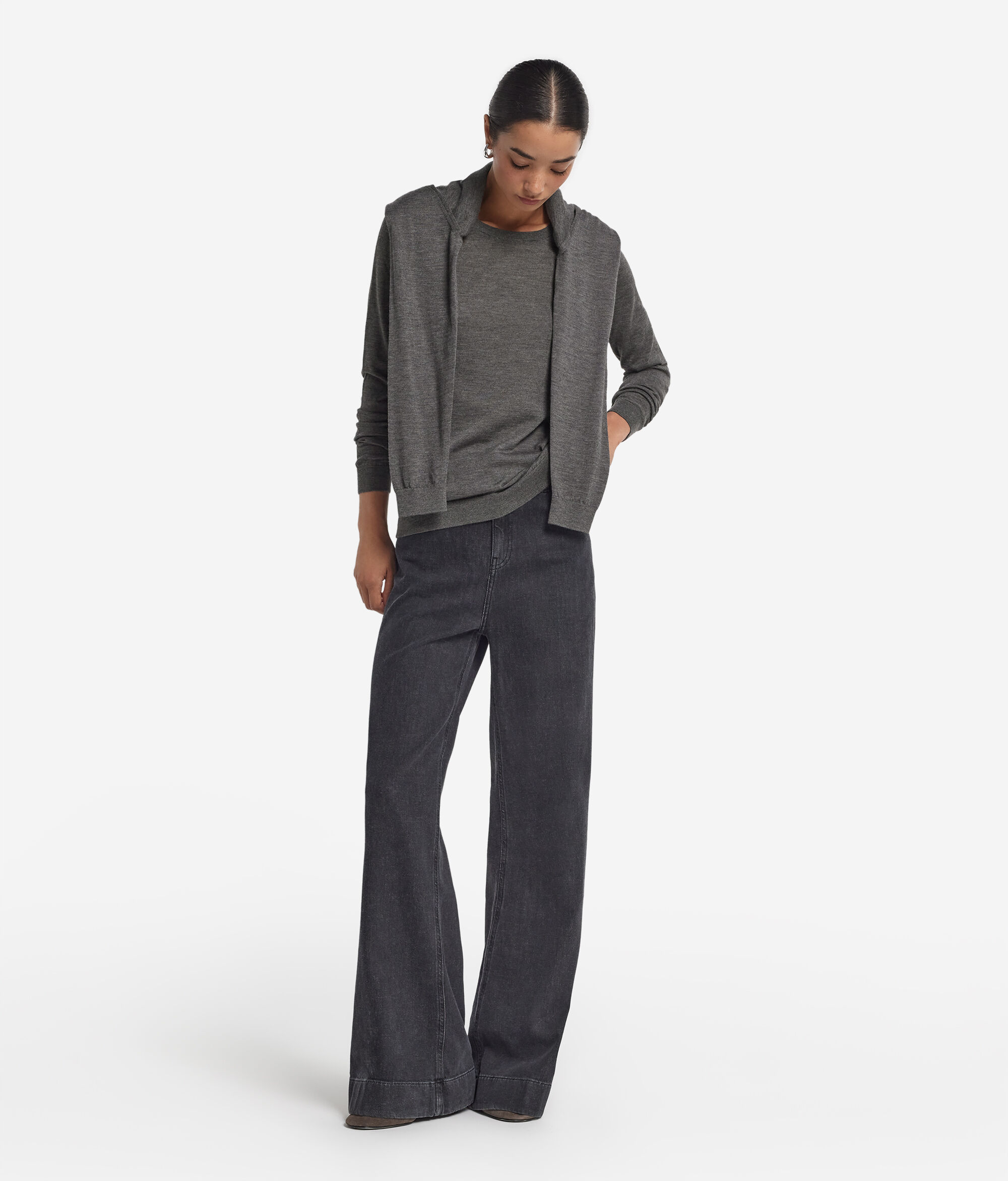 Jersey con cuello redondo de cashmere ultrafine