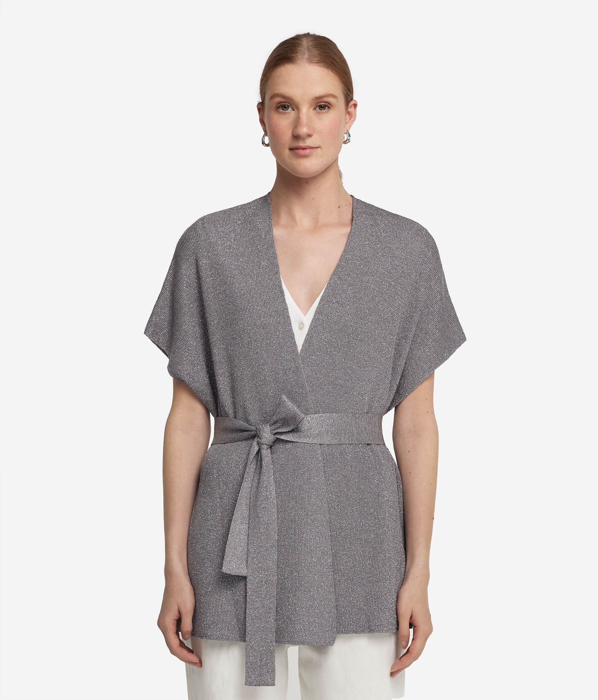 Ribbed Lamé Kimono