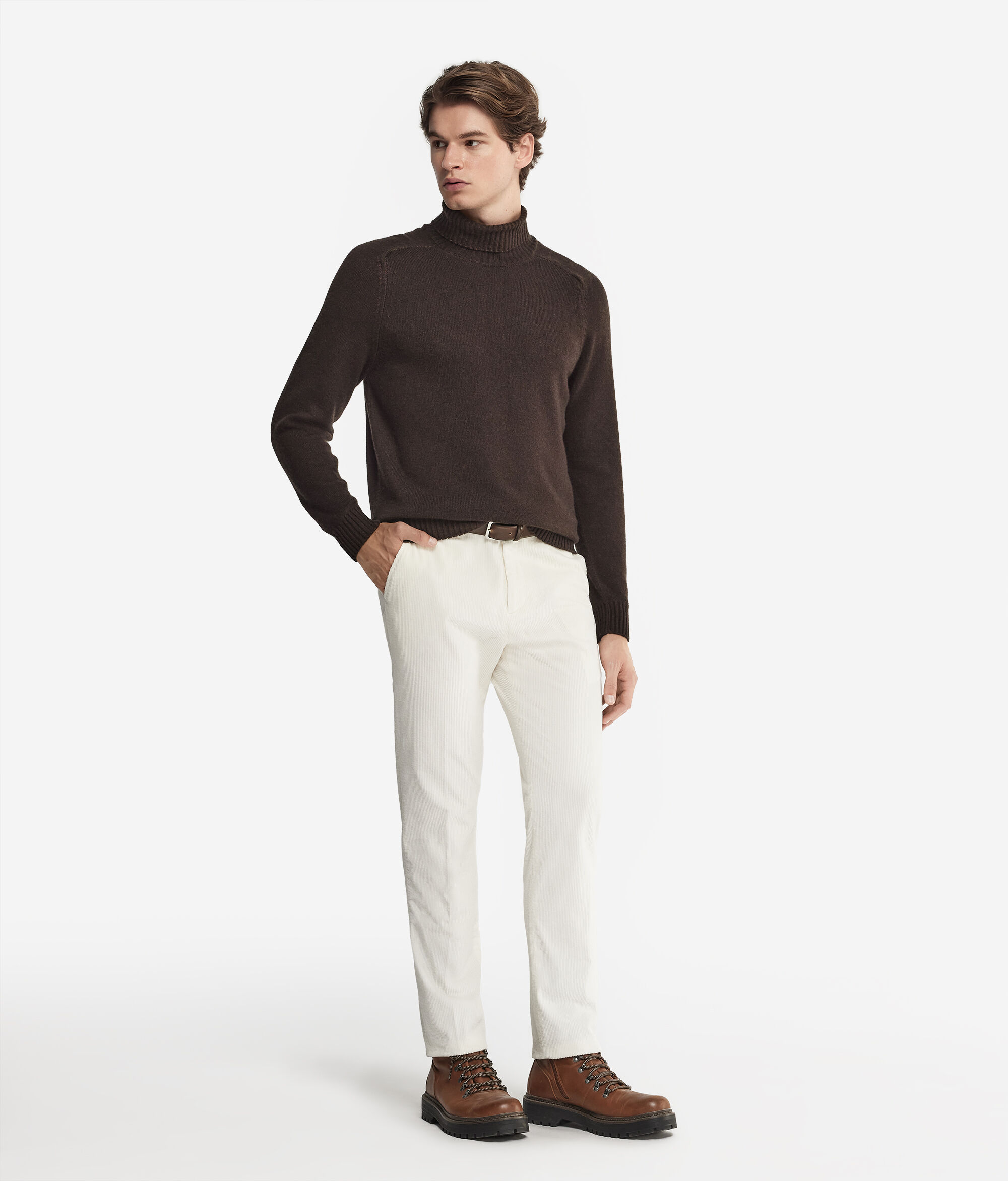 Col roulé homme en cachemire avec côtes larges