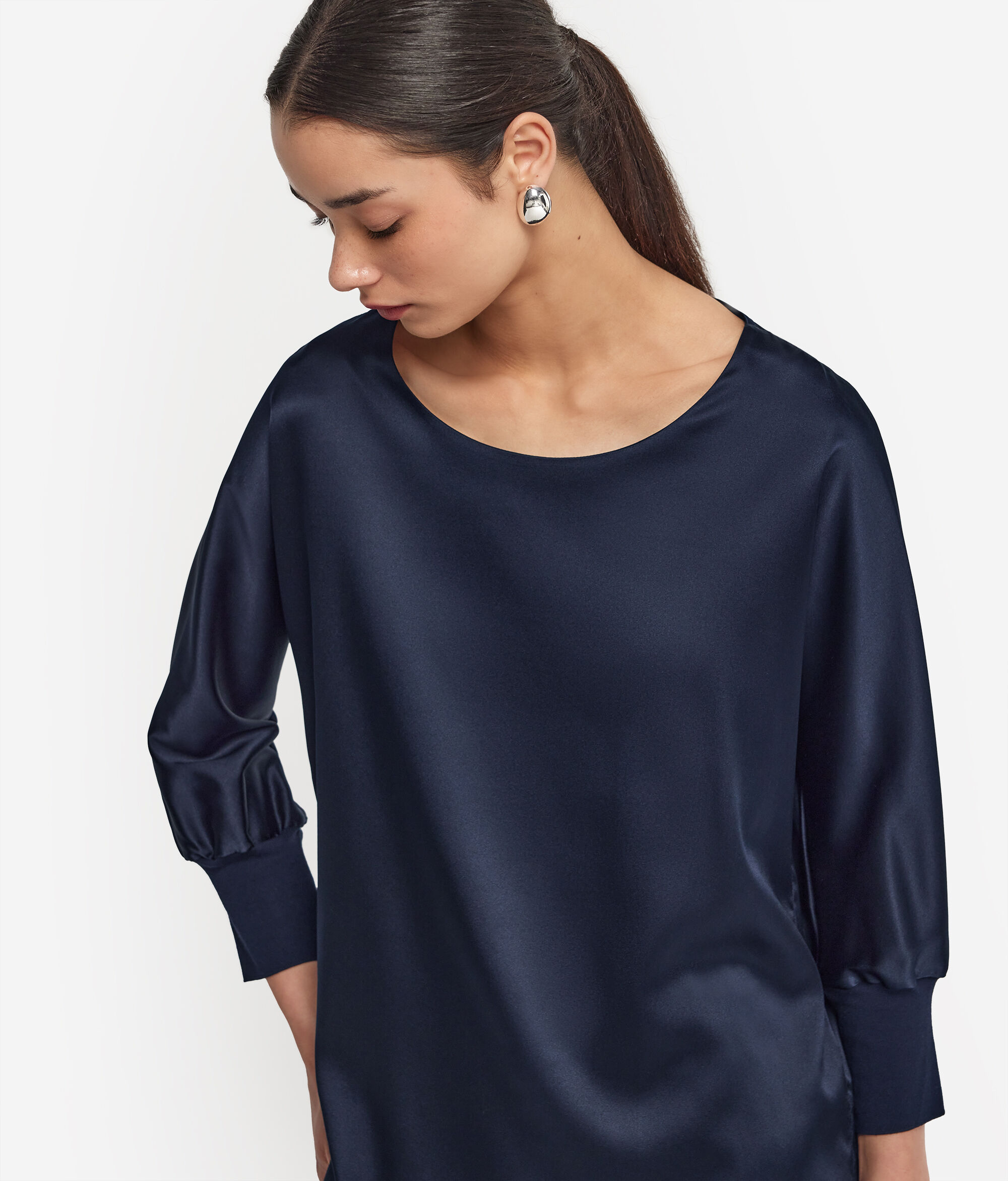 Round-Neck Silk Satin Jumper
