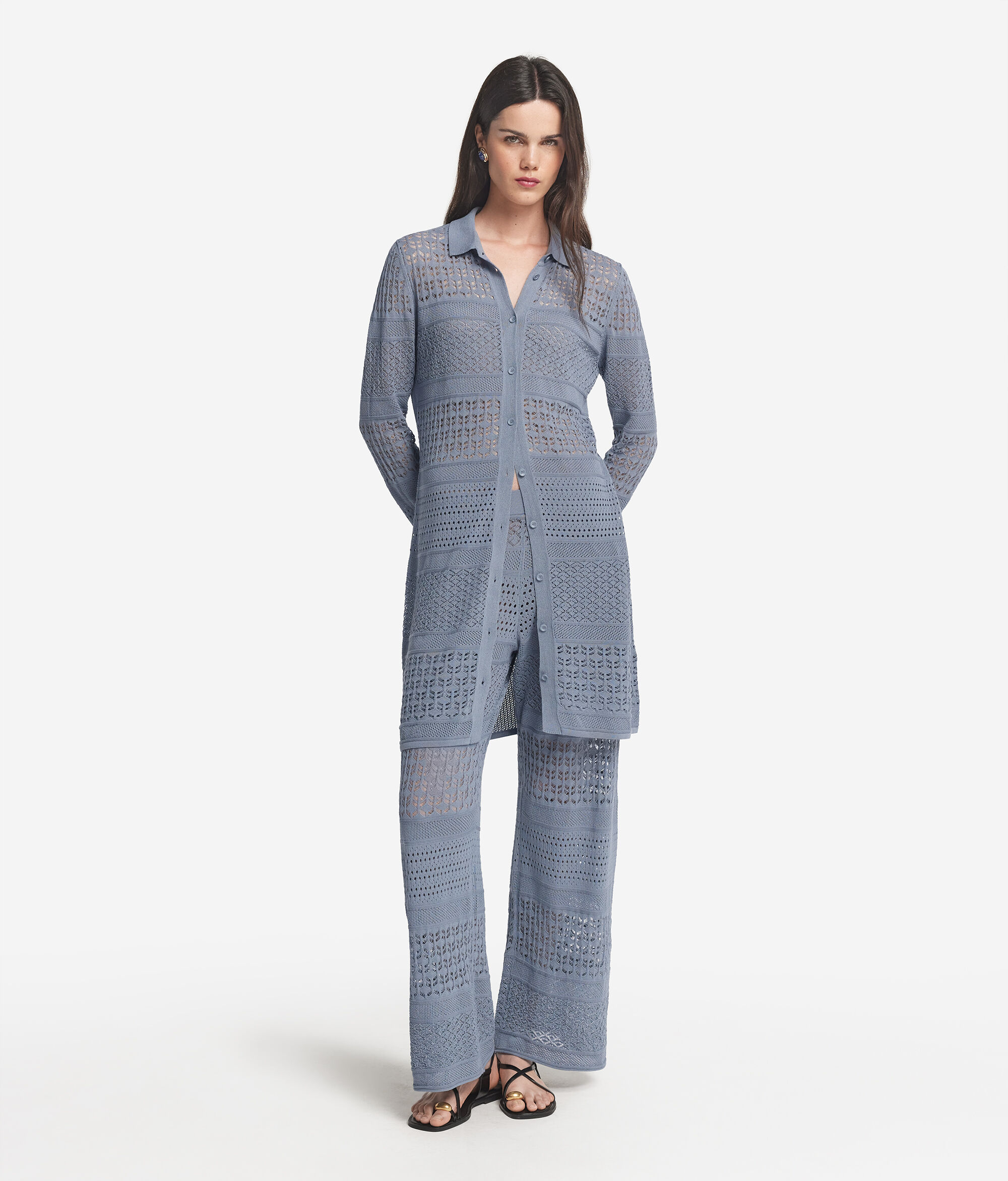 Cotton Crochet Shirt Dress