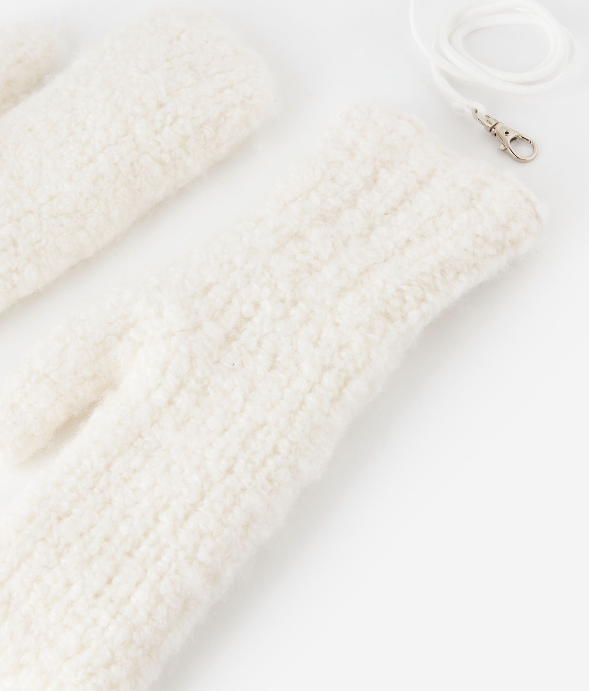 Luvas mitenes em Caxemira Ultrasoft e bouclé