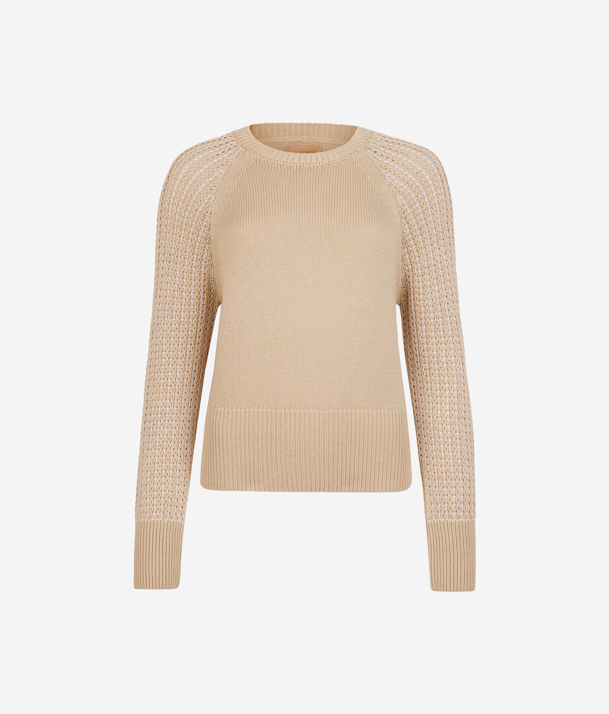 Round-Neck Jumper with Detailed Sleeves