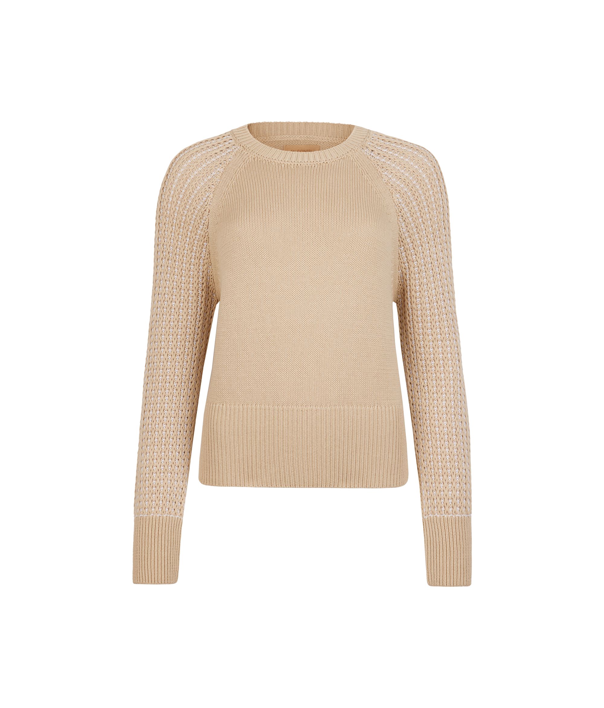 Round-Neck Jumper with Detailed Sleeves