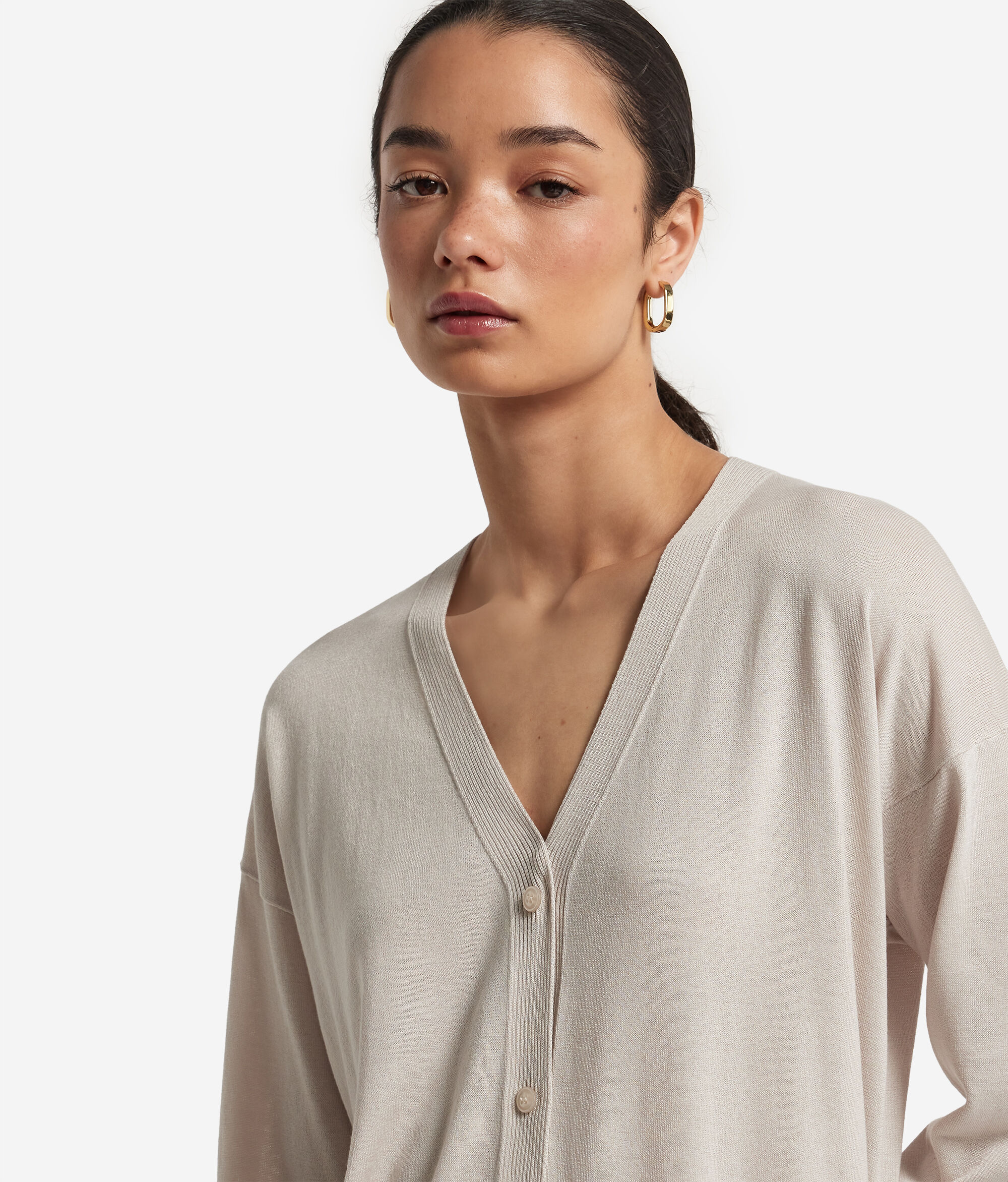 Cardigan a Maniche Lunghe in Seta Cotone