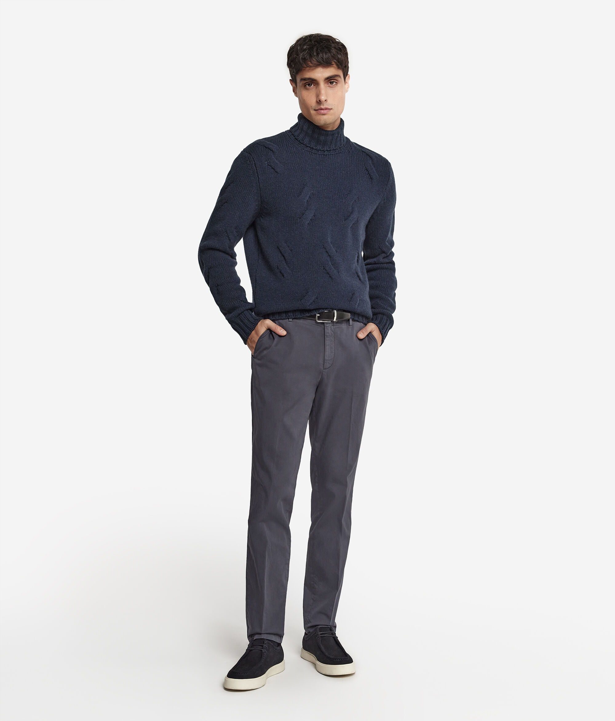 Cashmere Turtleneck Jumper with Cable Pattern