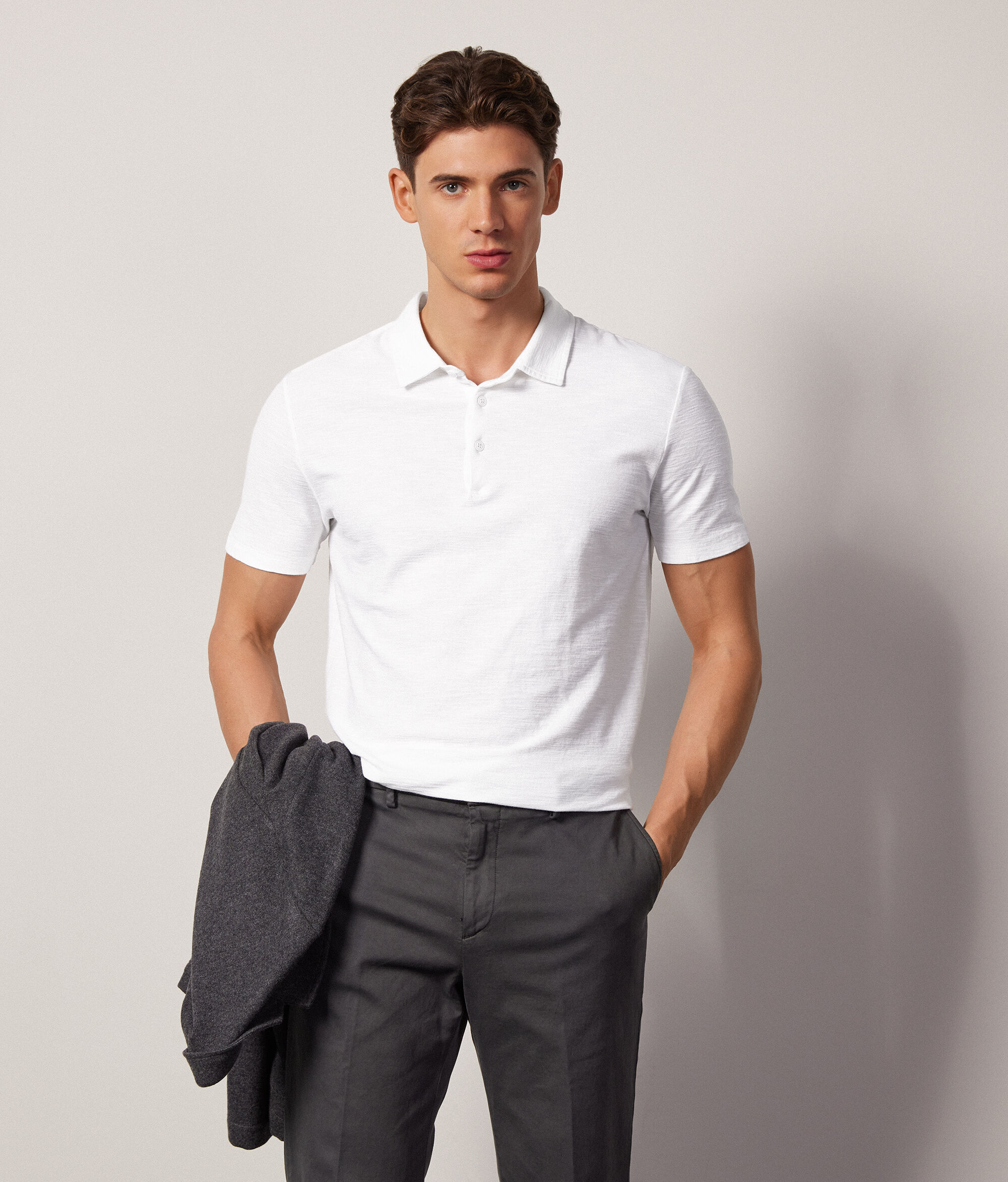 Polo de manga corta de algodón retorcido