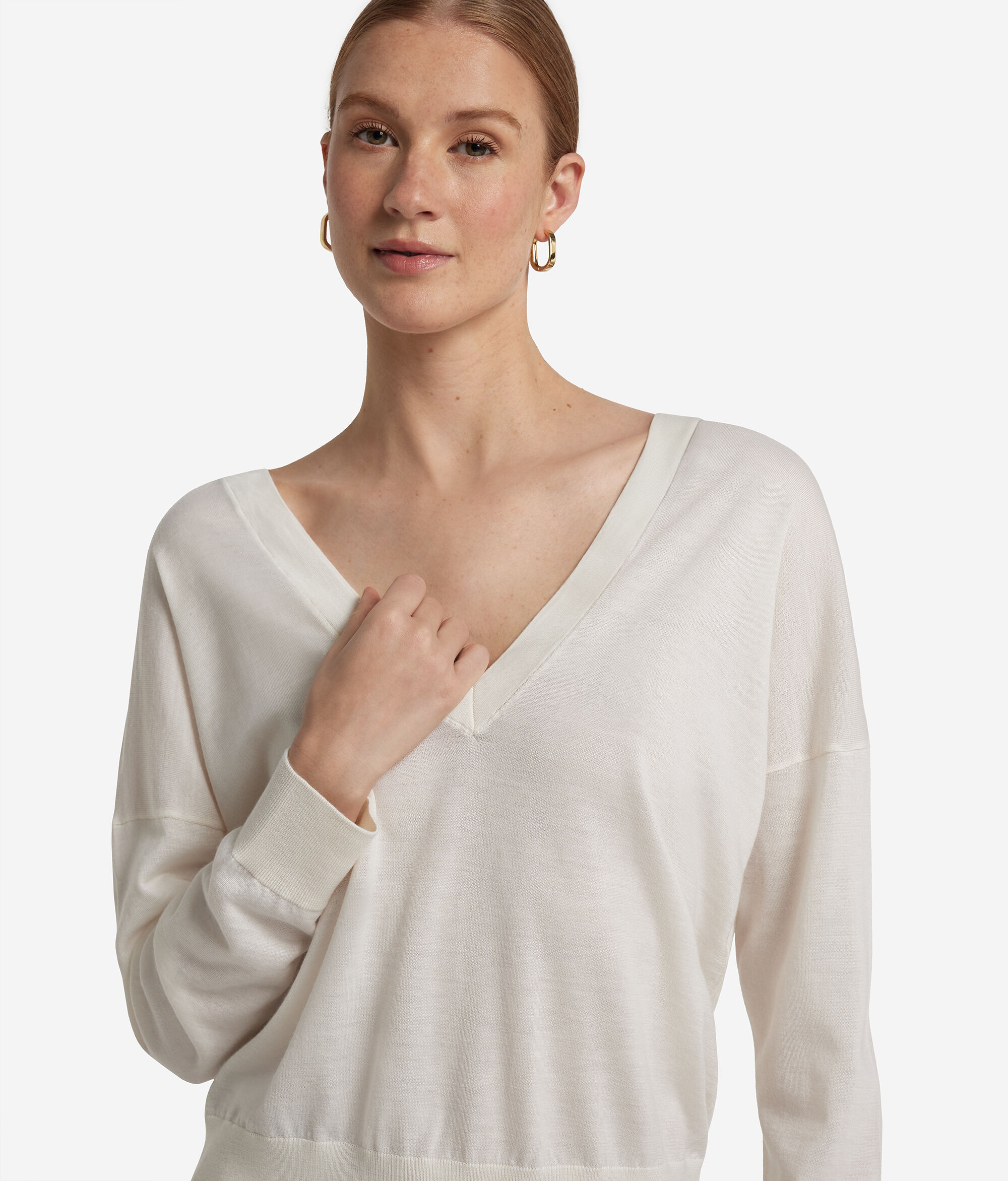 Pull à double col V en cachemire ultra-fin