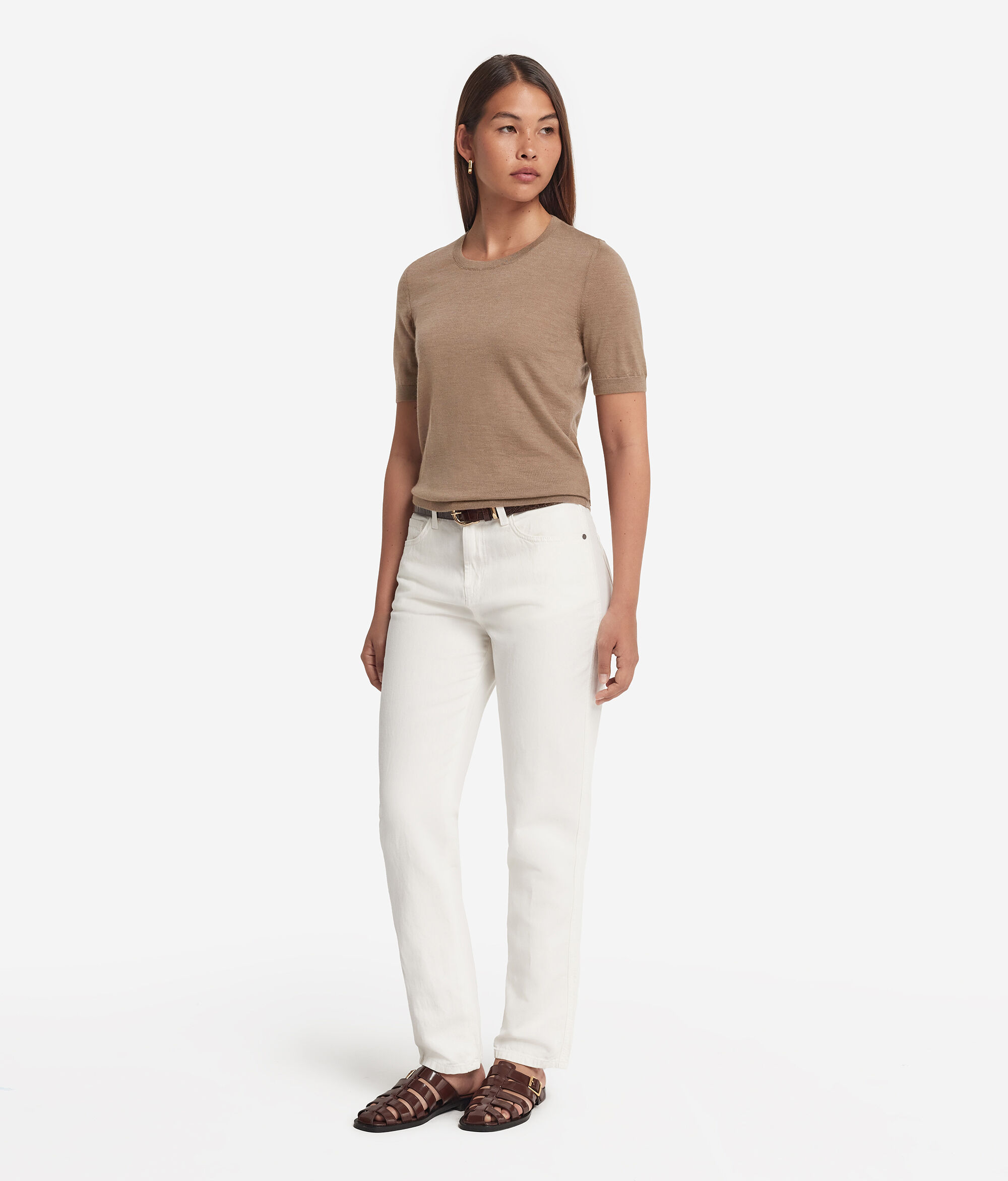 Short-Sleeved Round-Neck Ultrafine Cashmere Top