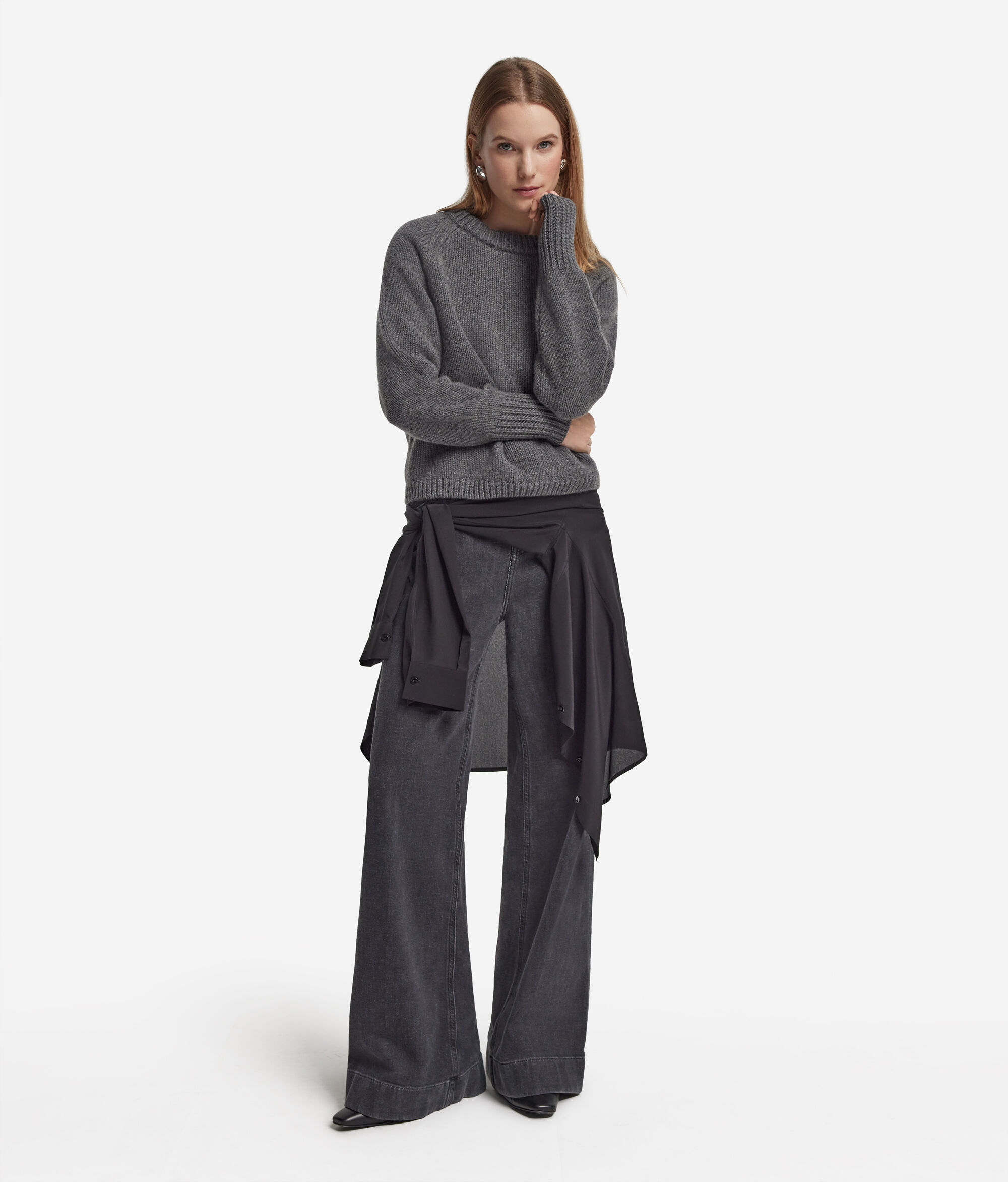 Round-Neck Cashmere Tricot Jumper