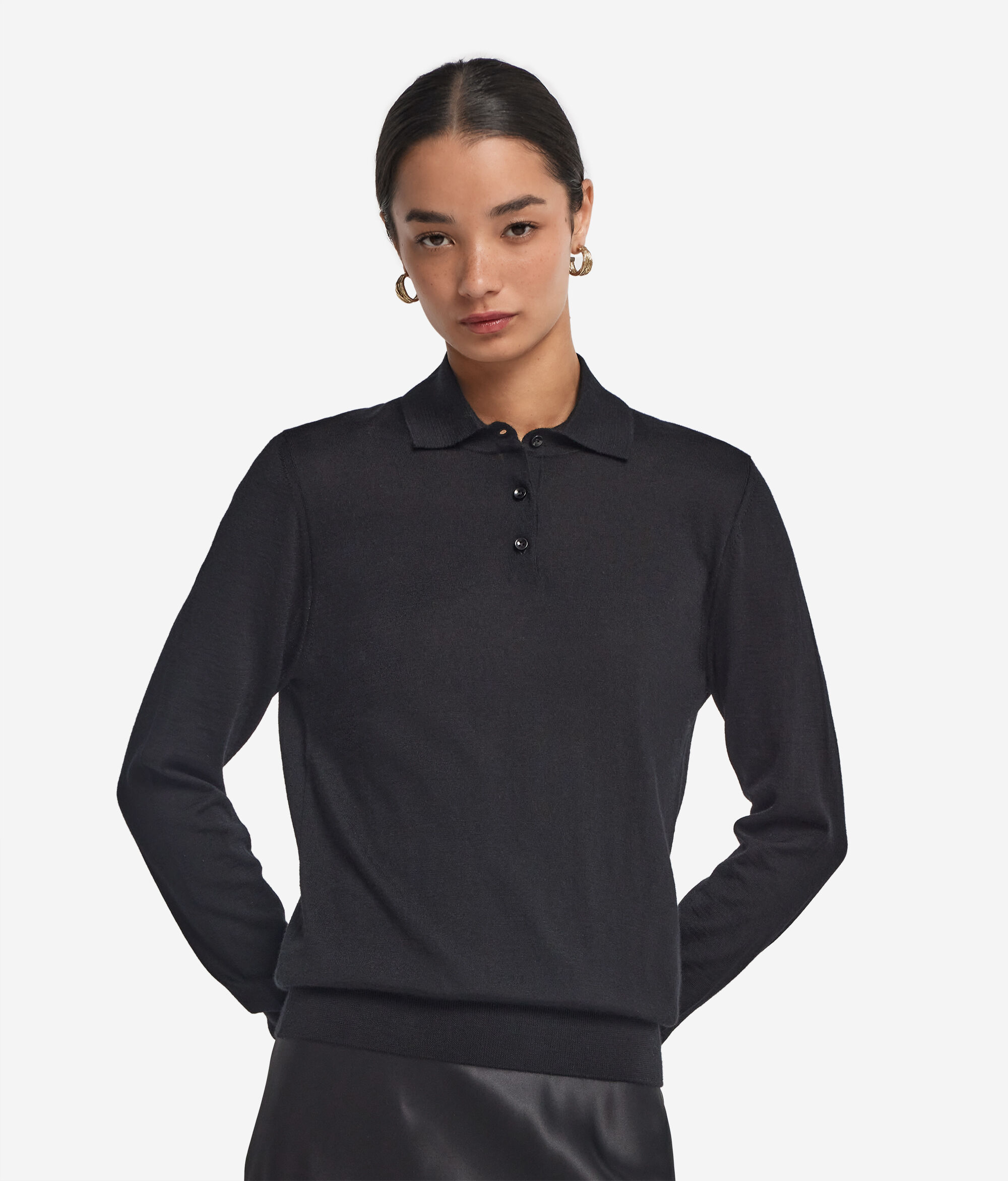 Polo de manga comprida em Ultrafine Cashmere