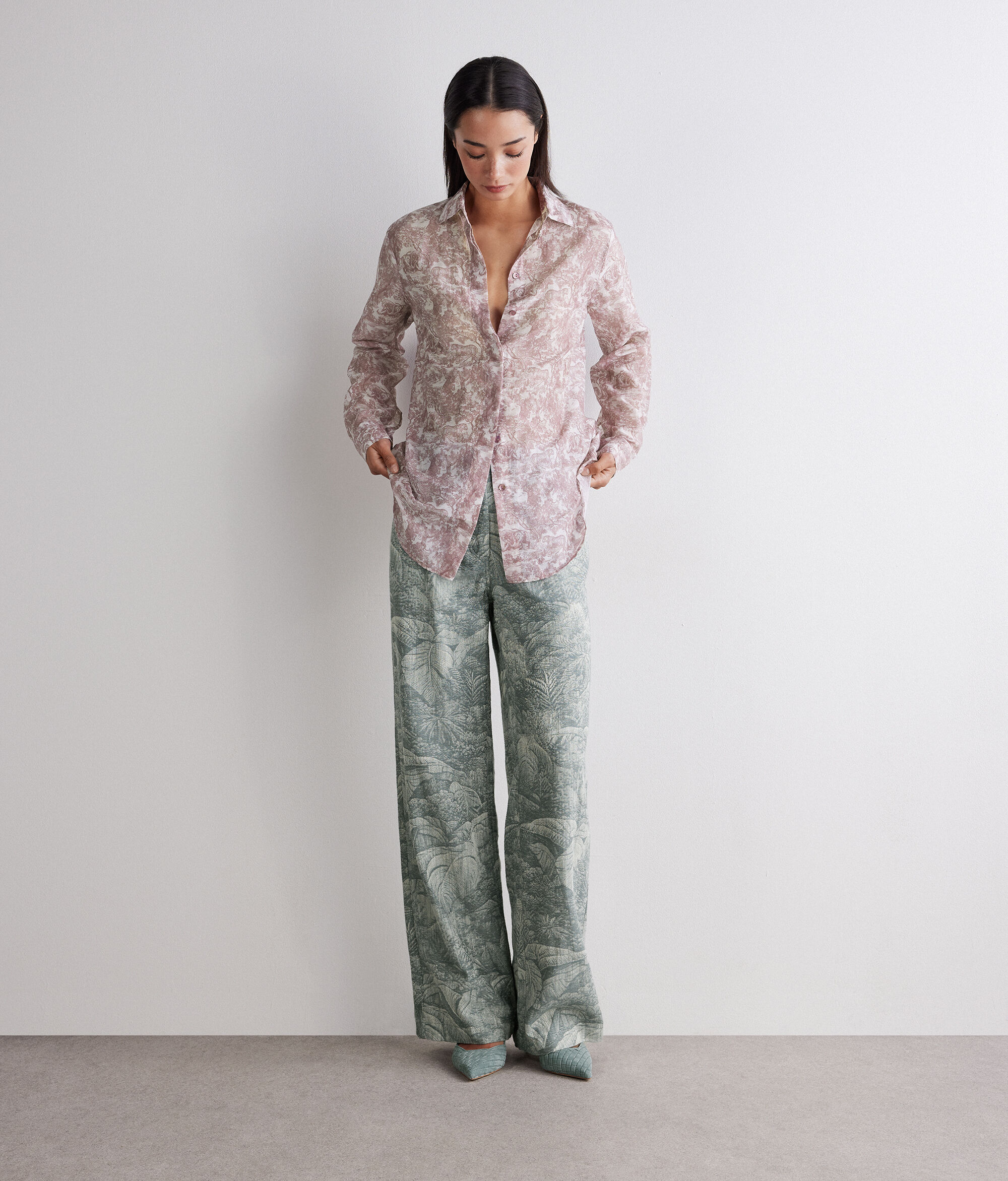 プリント モスリン シャツ