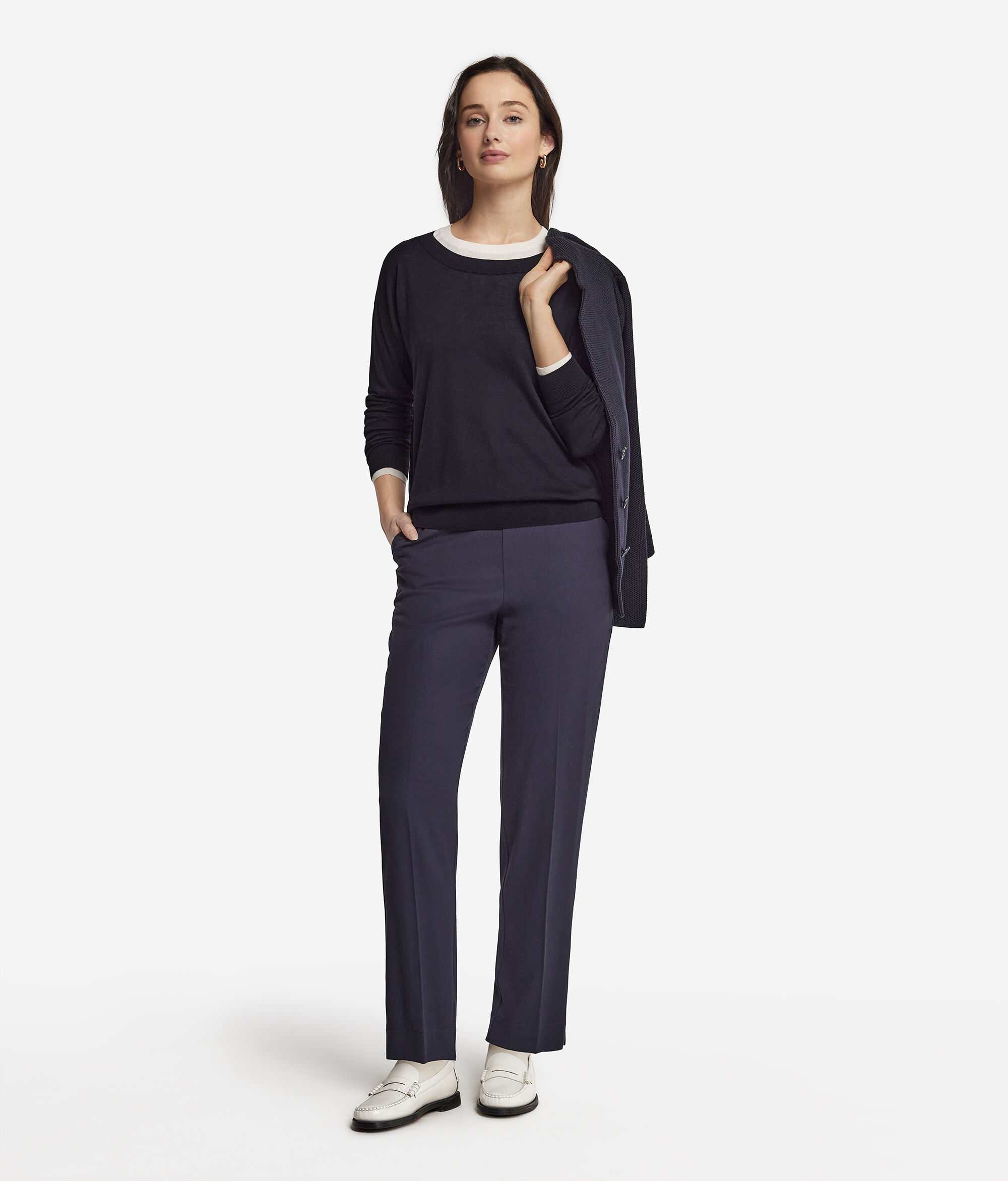 Camisola com Decote Redondo de Seda e Algodão