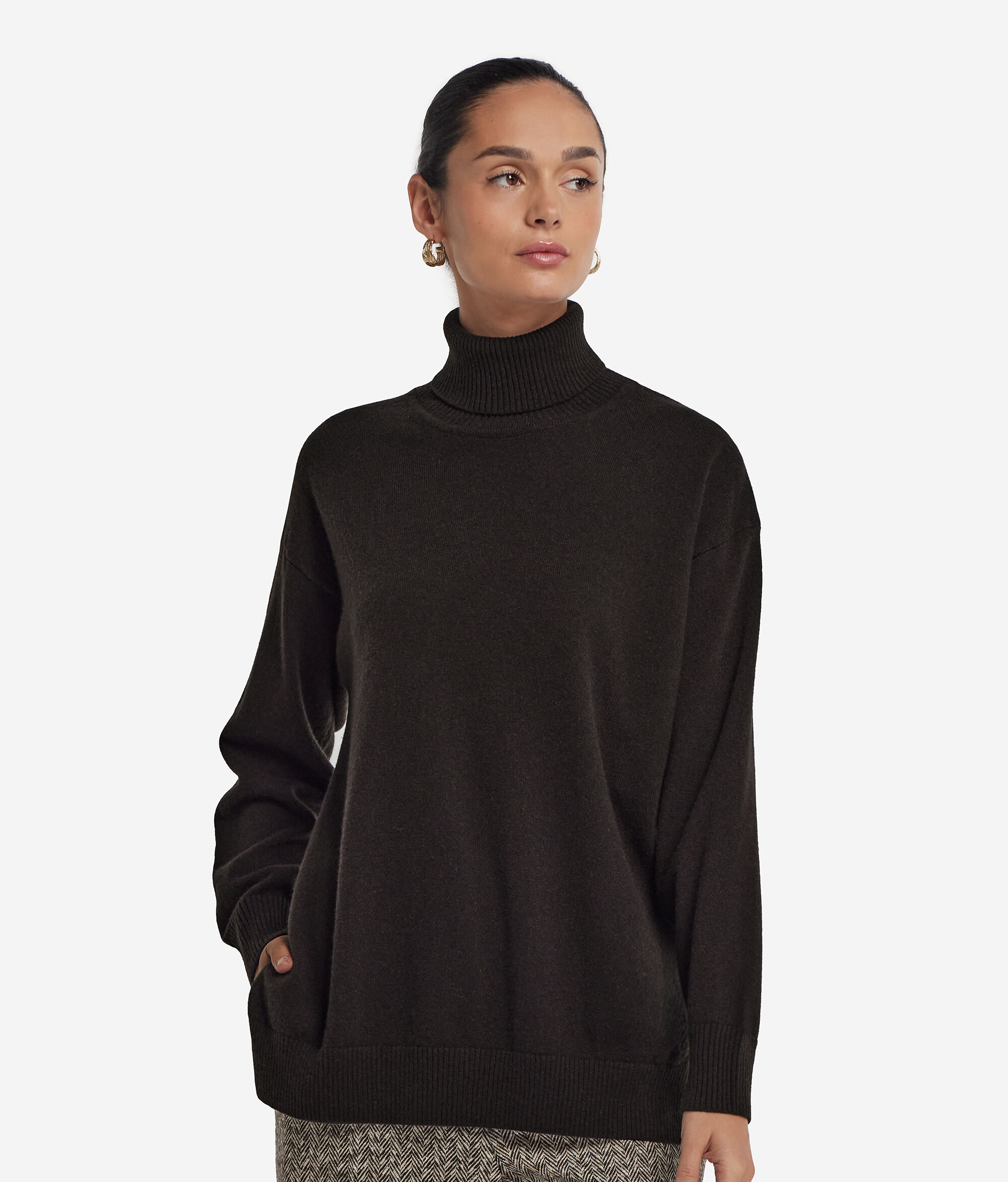 Jersey con aberturas laterales de cuello vuelto en Cashmere Ultrasoft