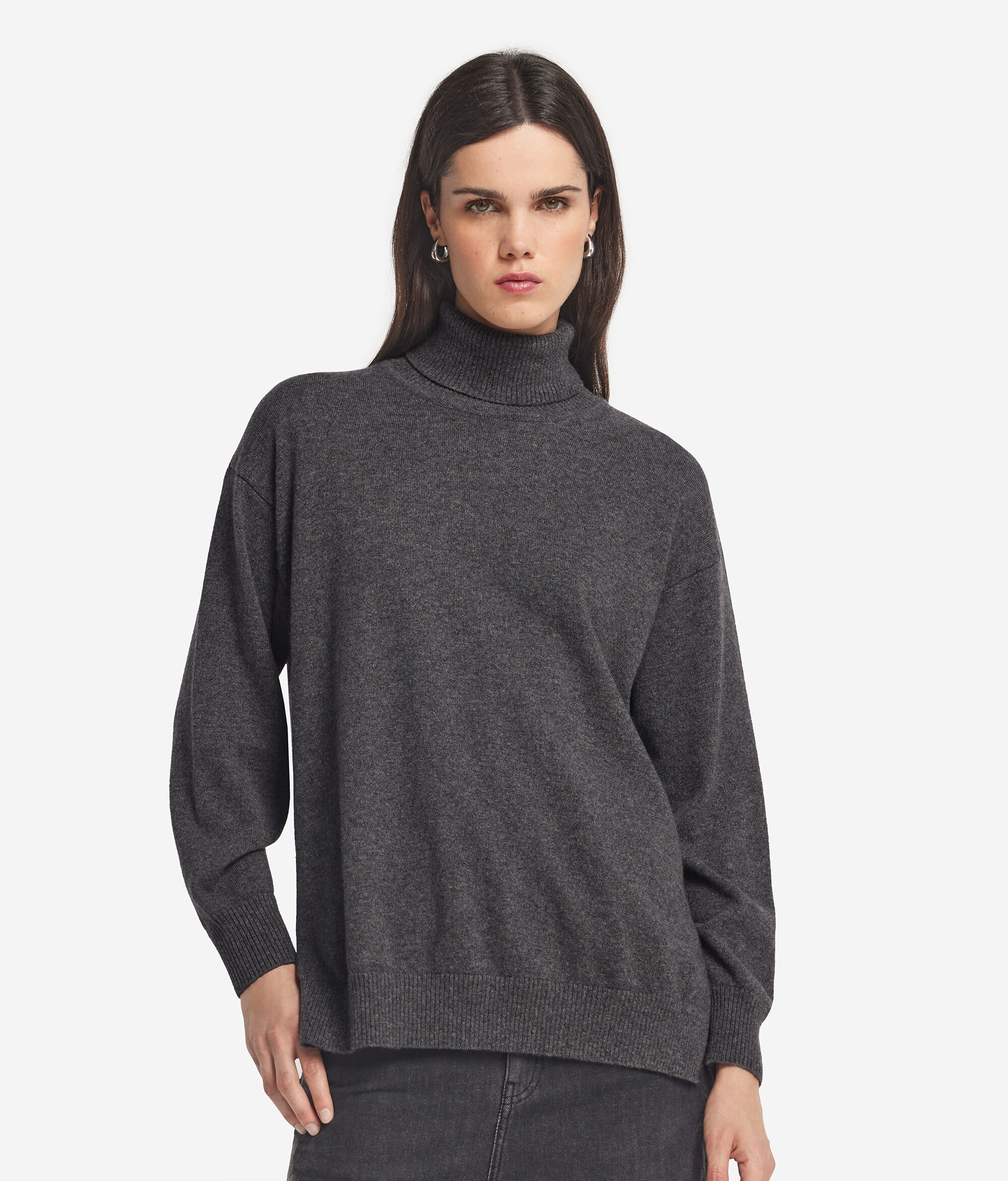 Jersey con aberturas laterales de cuello vuelto en Cashmere Ultrasoft