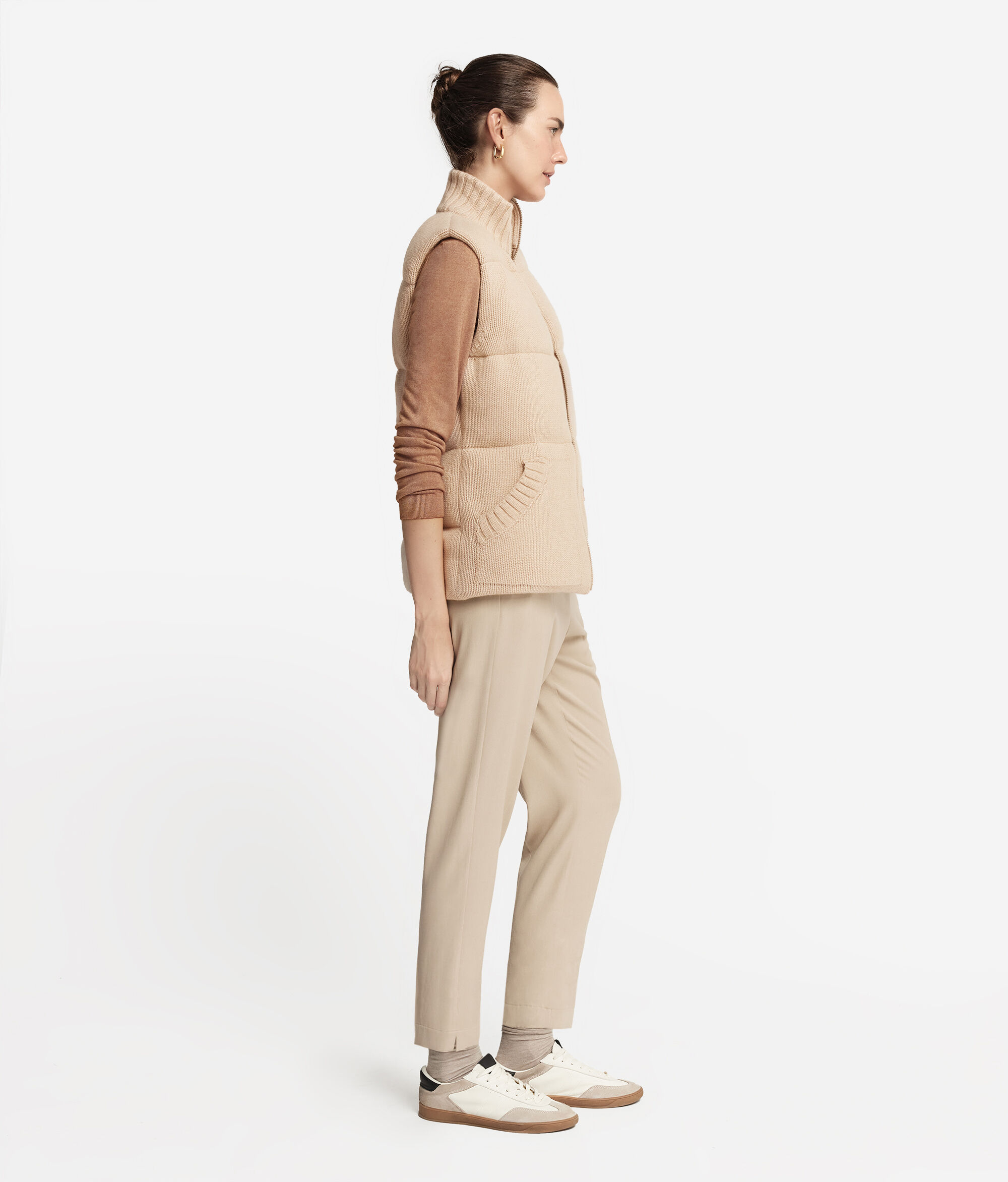 Anorac de plomes sense mànigues de Cashmere tricotat