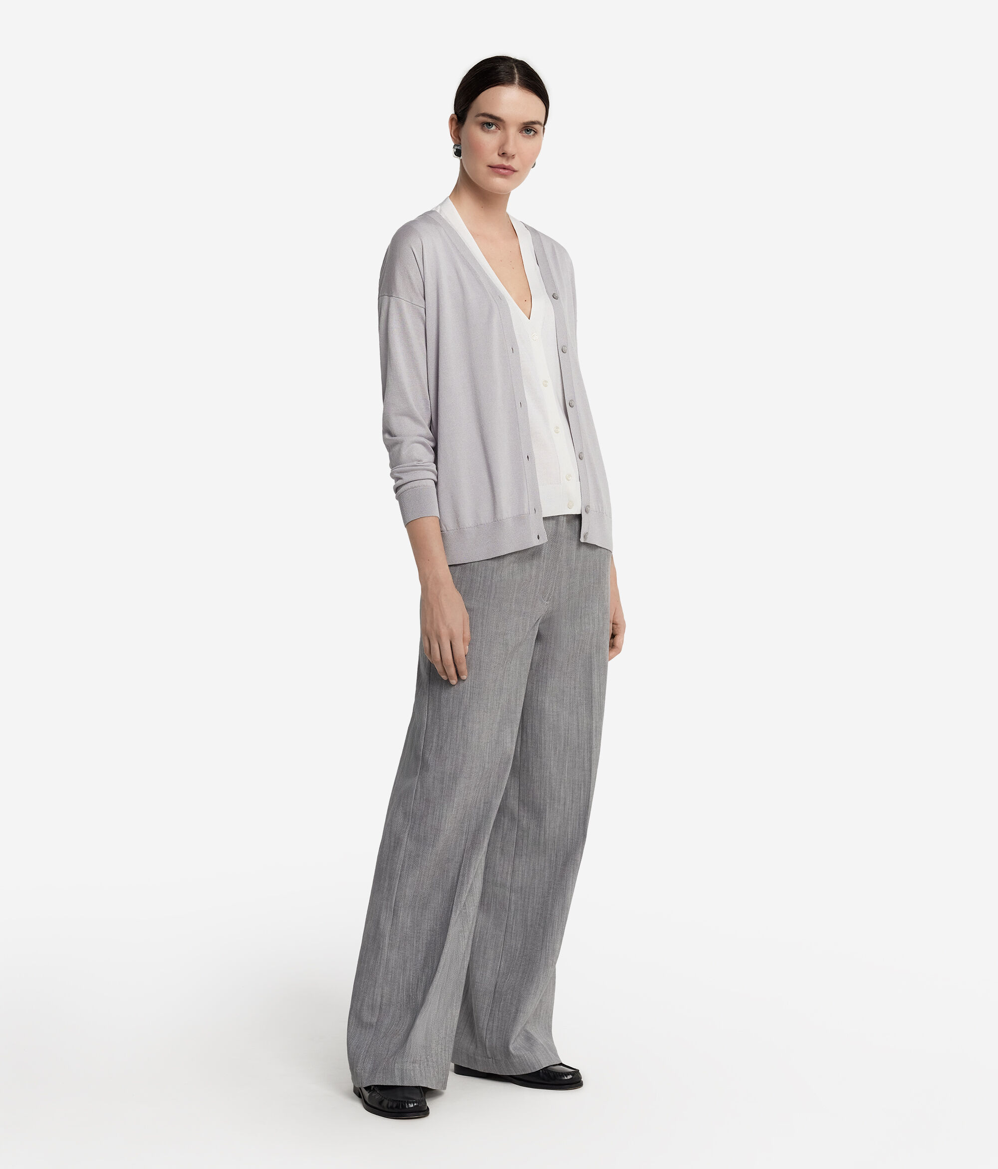Long-Sleeved Silk and Cotton Cardigan
