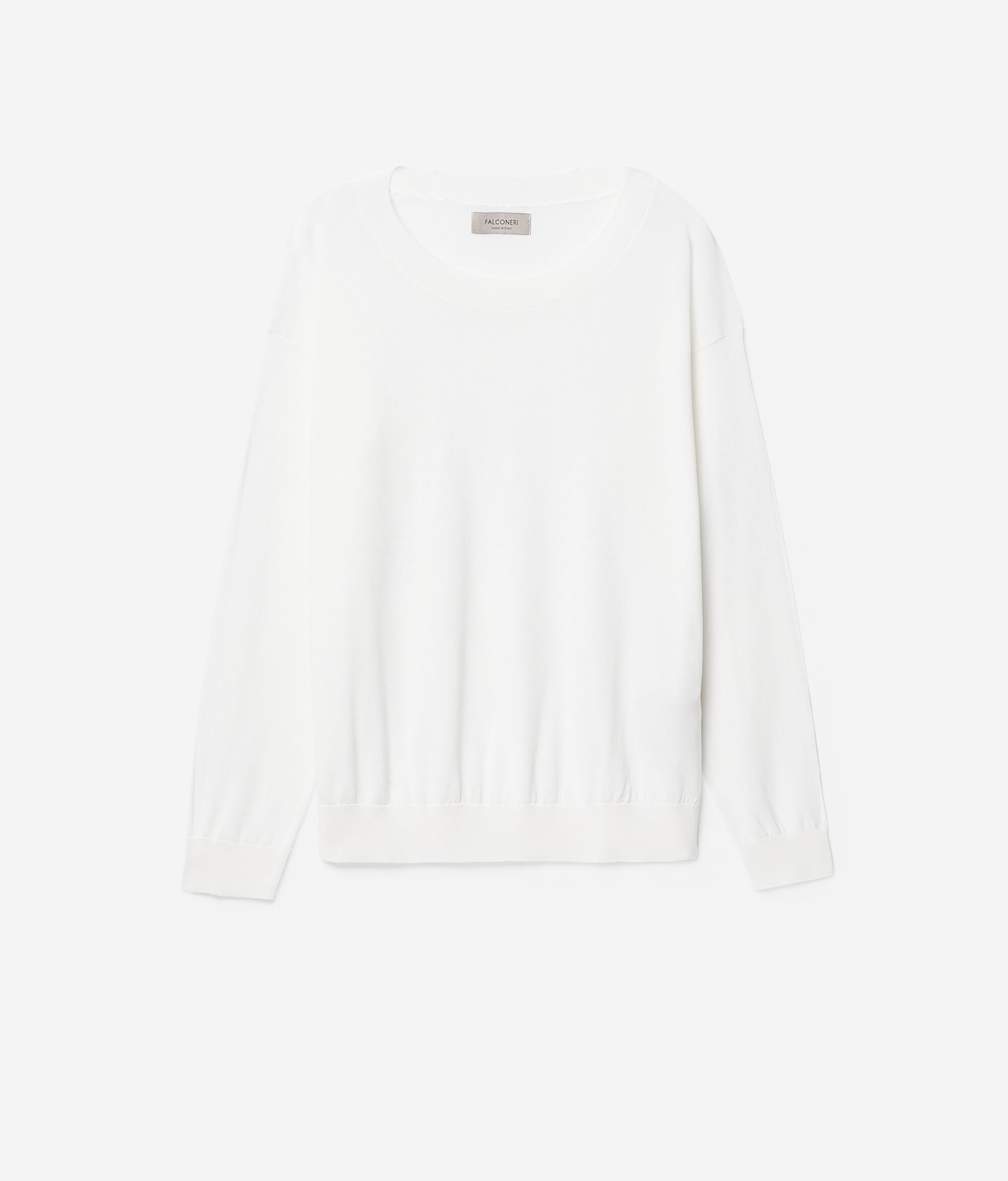 Pull à col rond en soie et coton