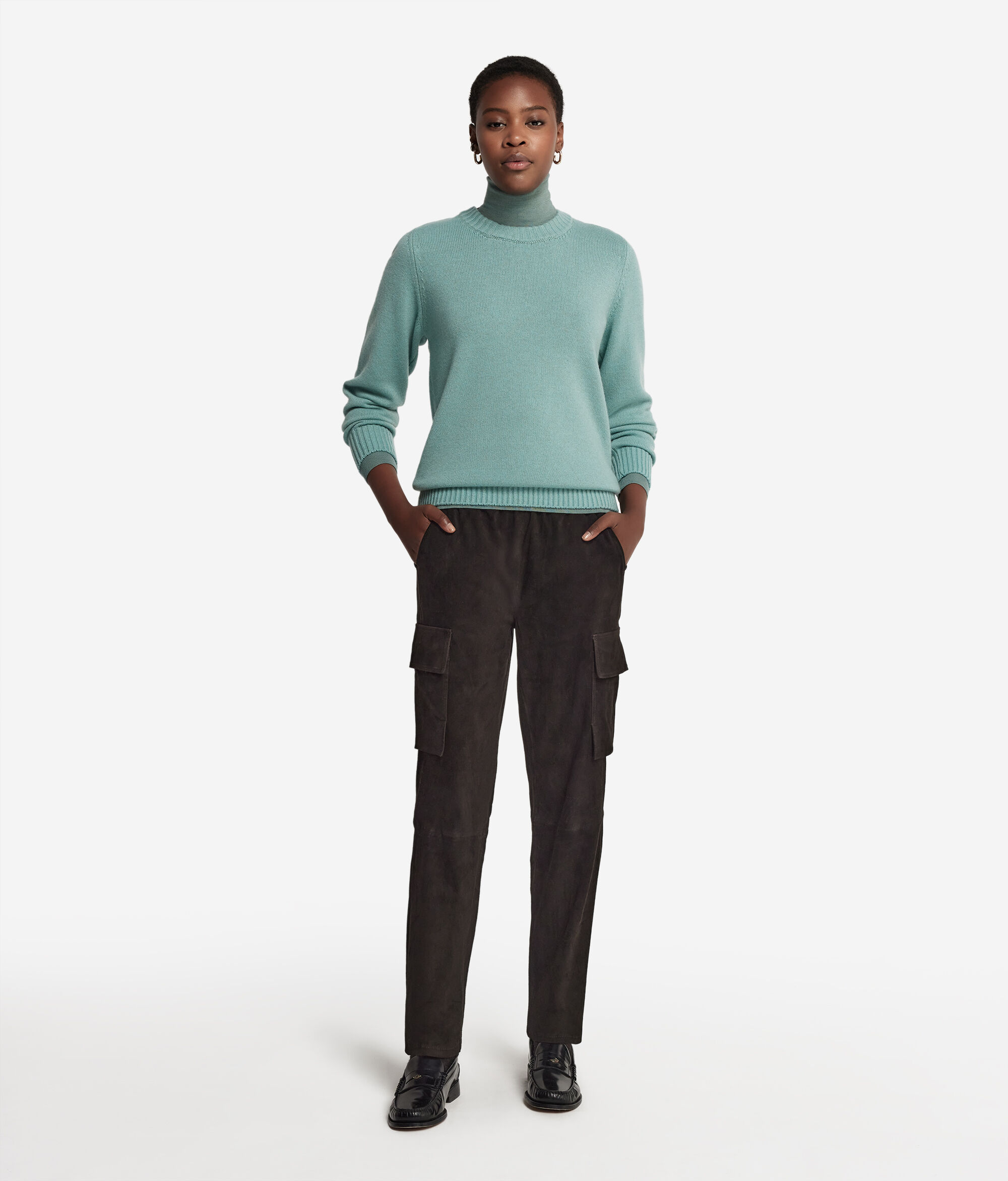 Maglia Girocollo con Spalla Martello in Cashmere Ultrasoft