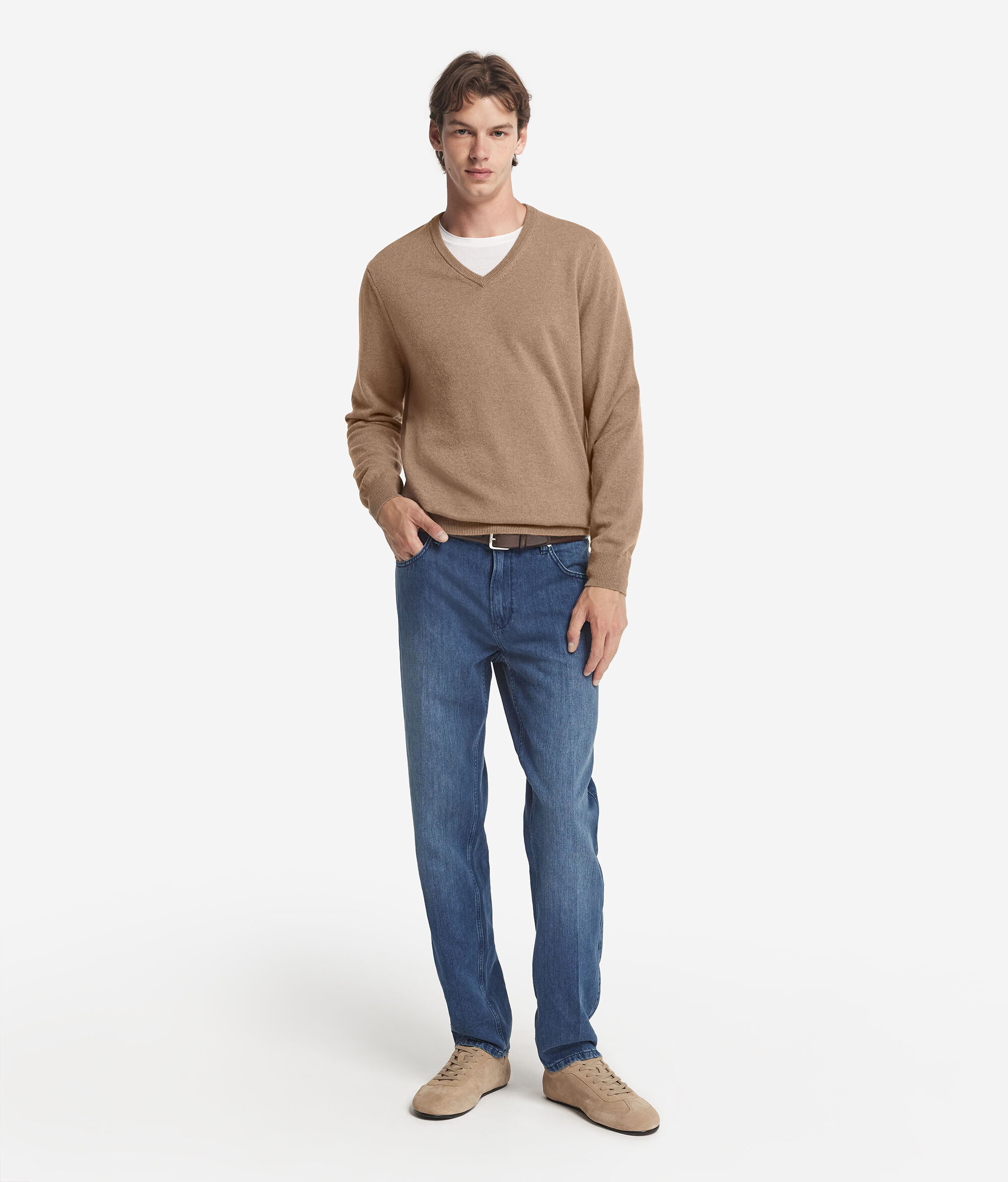Camisola com Decote em V em Ultrasoft Cashmere