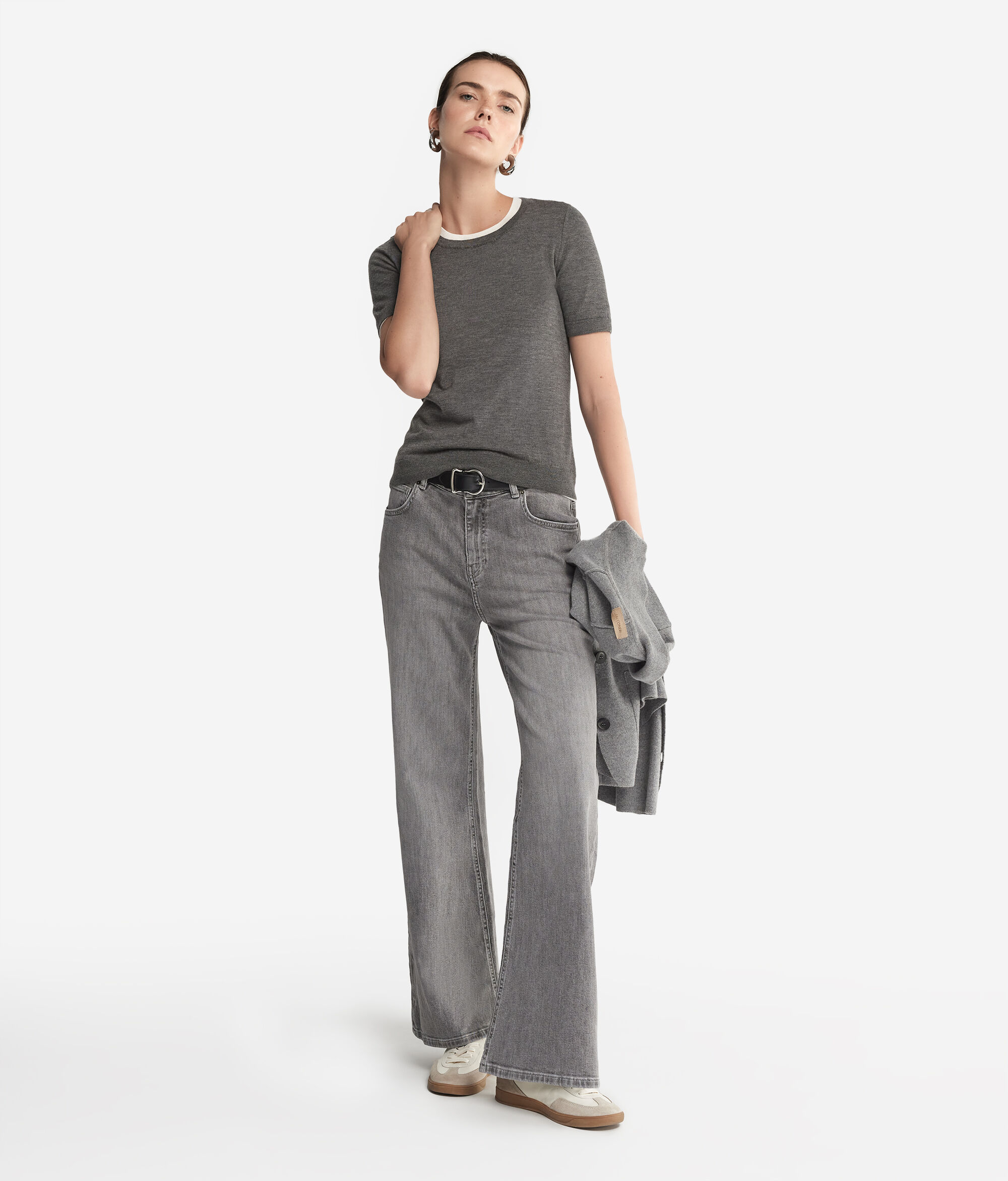 Short-Sleeved Round-Neck Ultrafine Cashmere Top