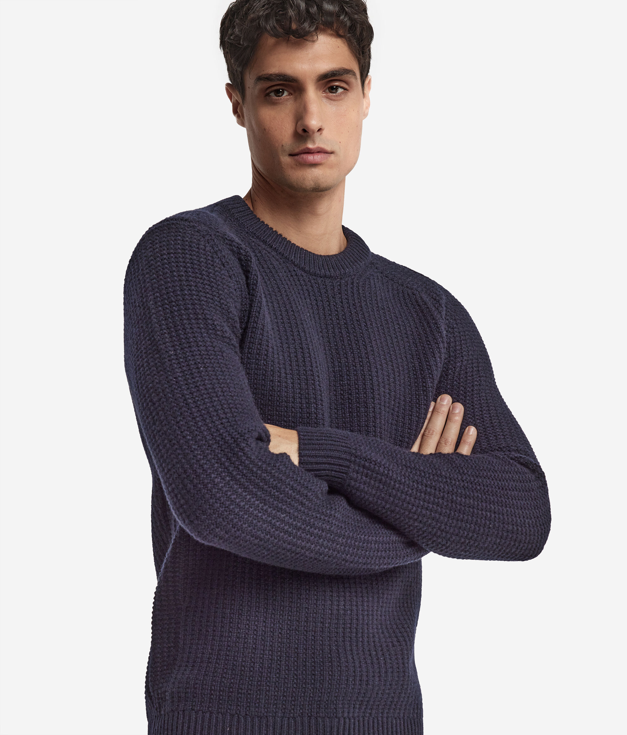 Rundhalspullover aus Kaschmir Ultrasoft mit Rippenmotiv