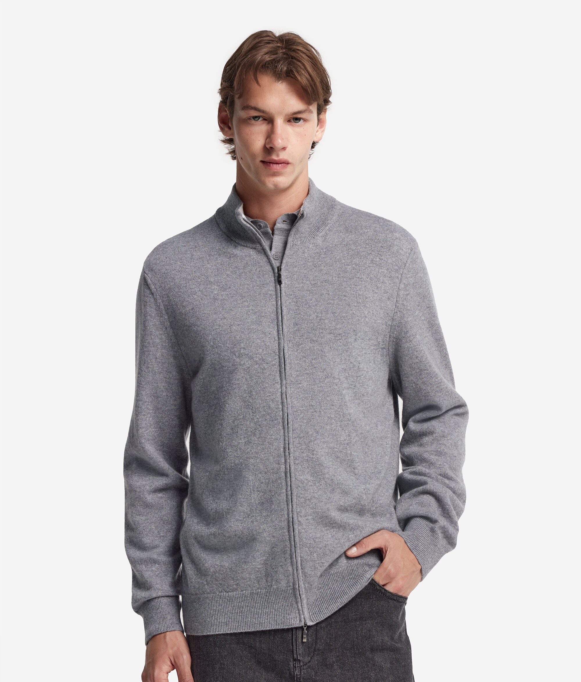 Cardigan mit durchgehendem Reißverschluss aus Kaschmir Ultrasoft