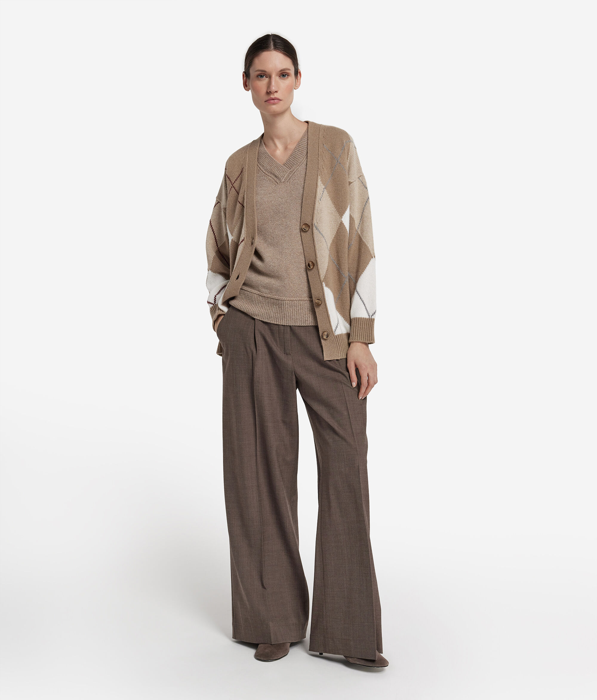 Cardigan aus Kaschmir Ultrasoft mit Rautenmuster