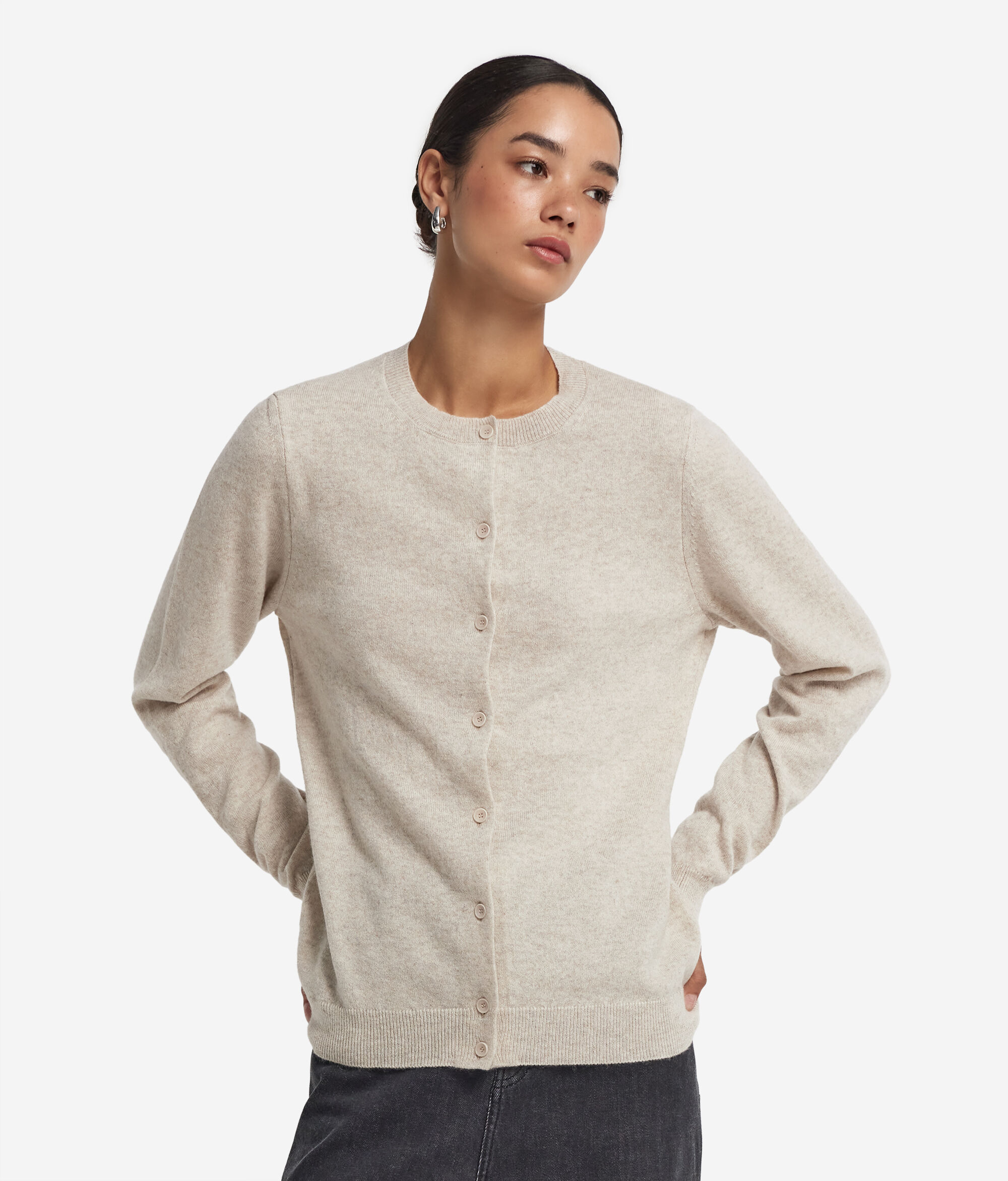 Ultrasoft Cashmere Round-Neck Cardigan