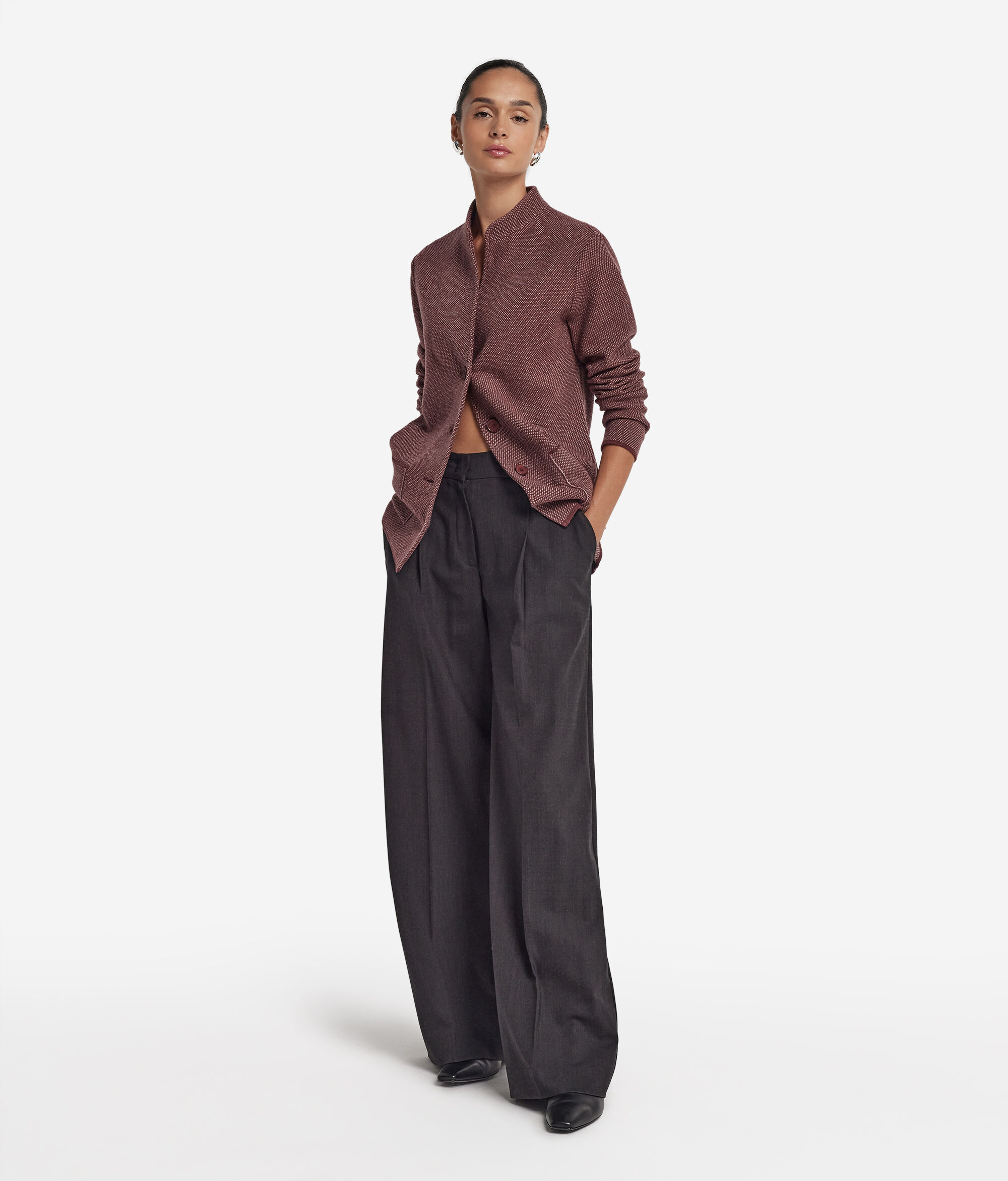 Wool and cashmere two-tone coat