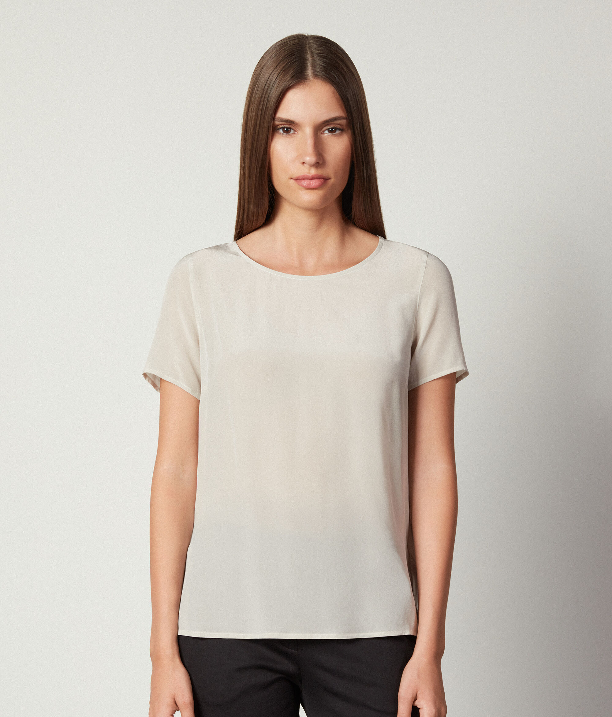 Rundhals-T-Shirt aus Seide