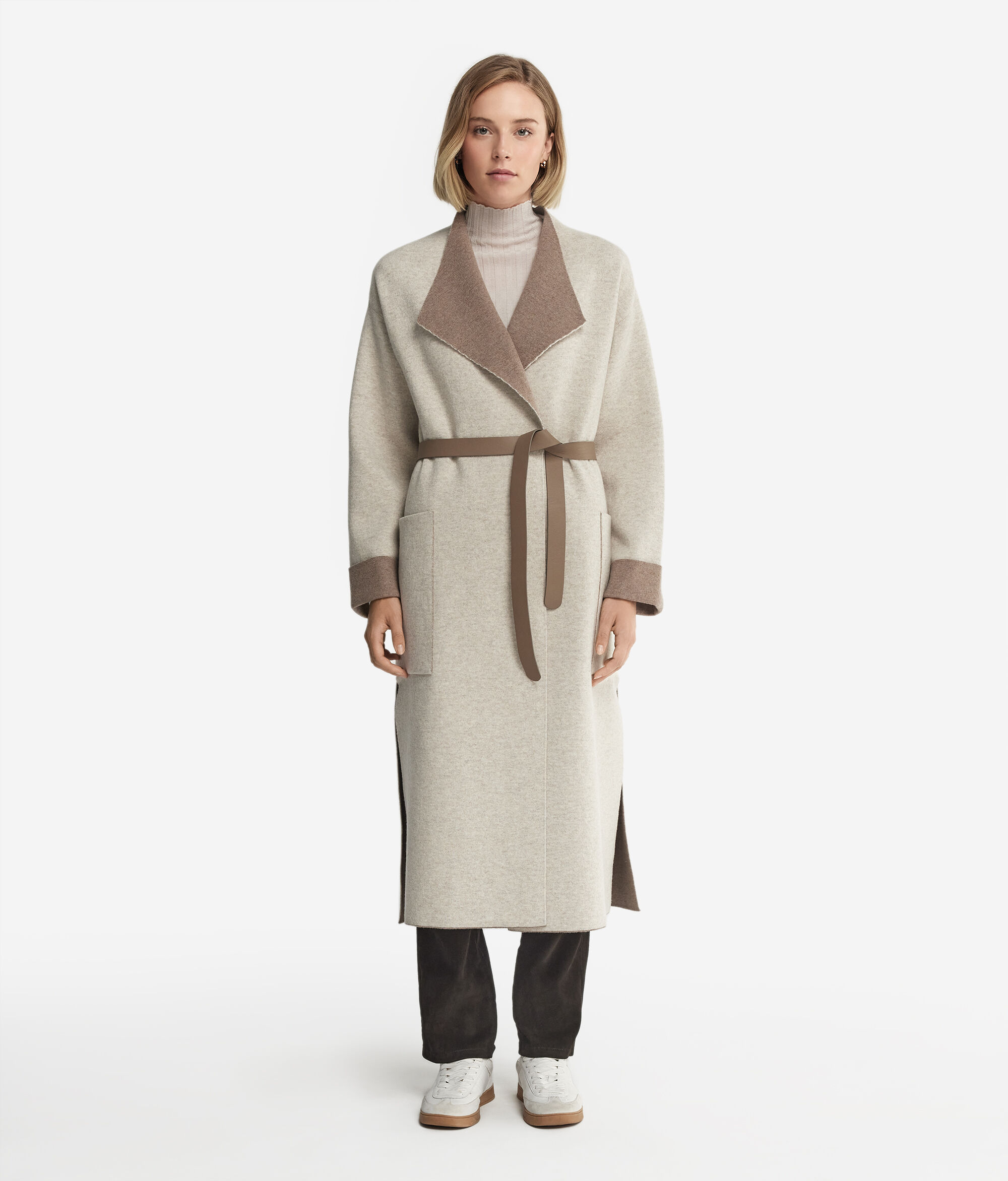 Cappotto Lungo con Spacchi in Cashmere