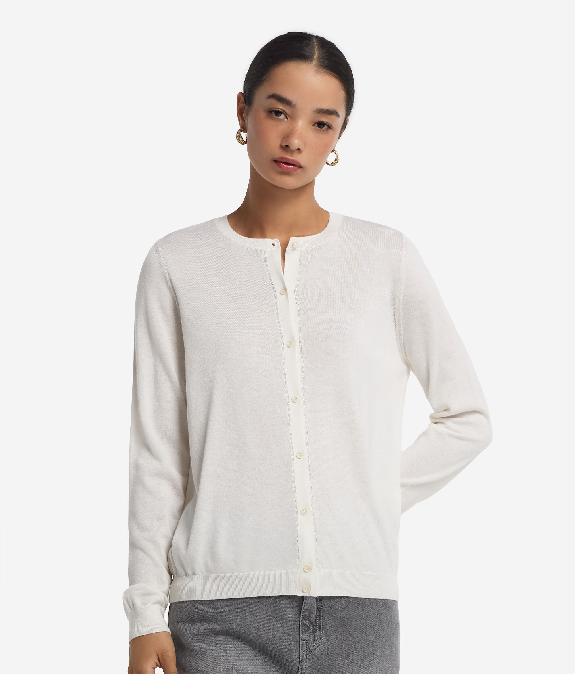 Gilet femme à col rond en cachemire ultra-fin
