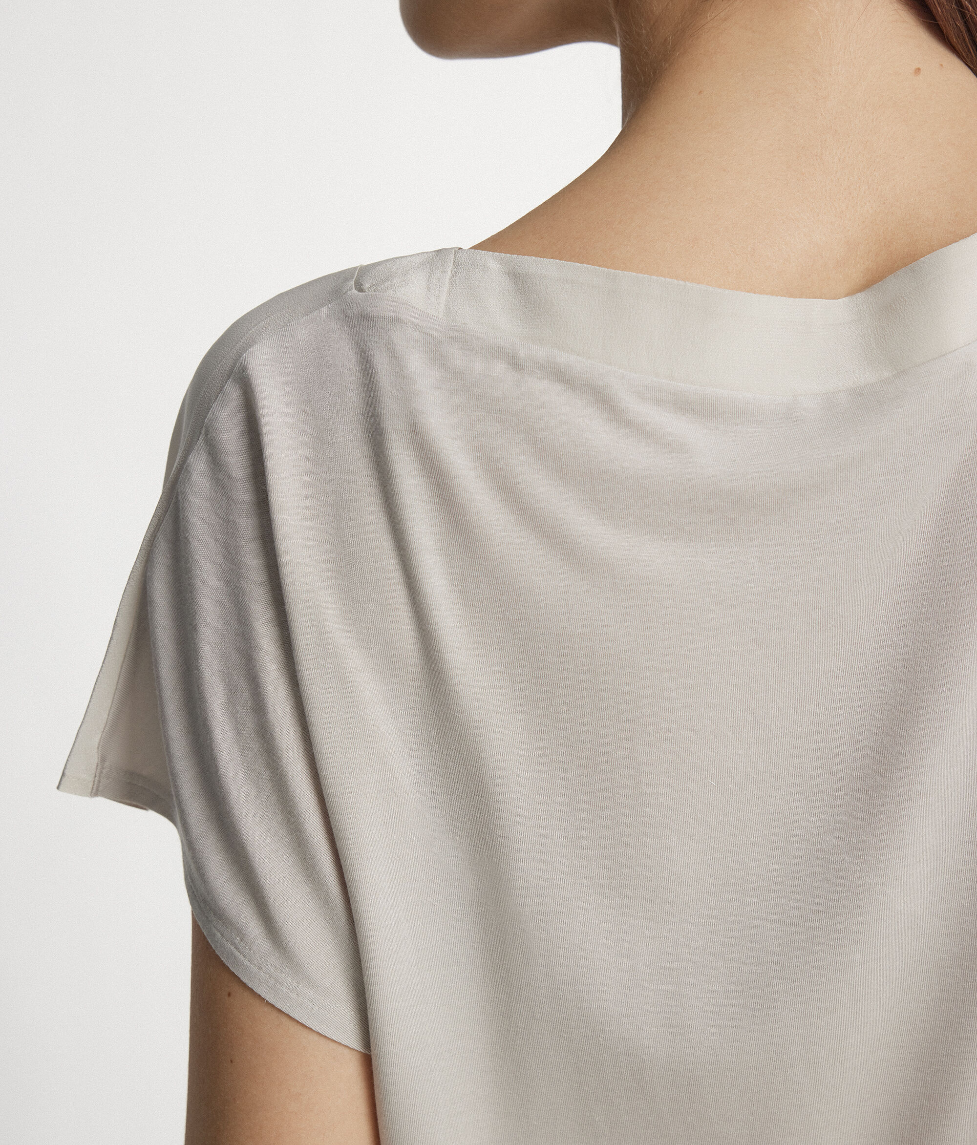 Silk V-Neck Kimono T-Shirt