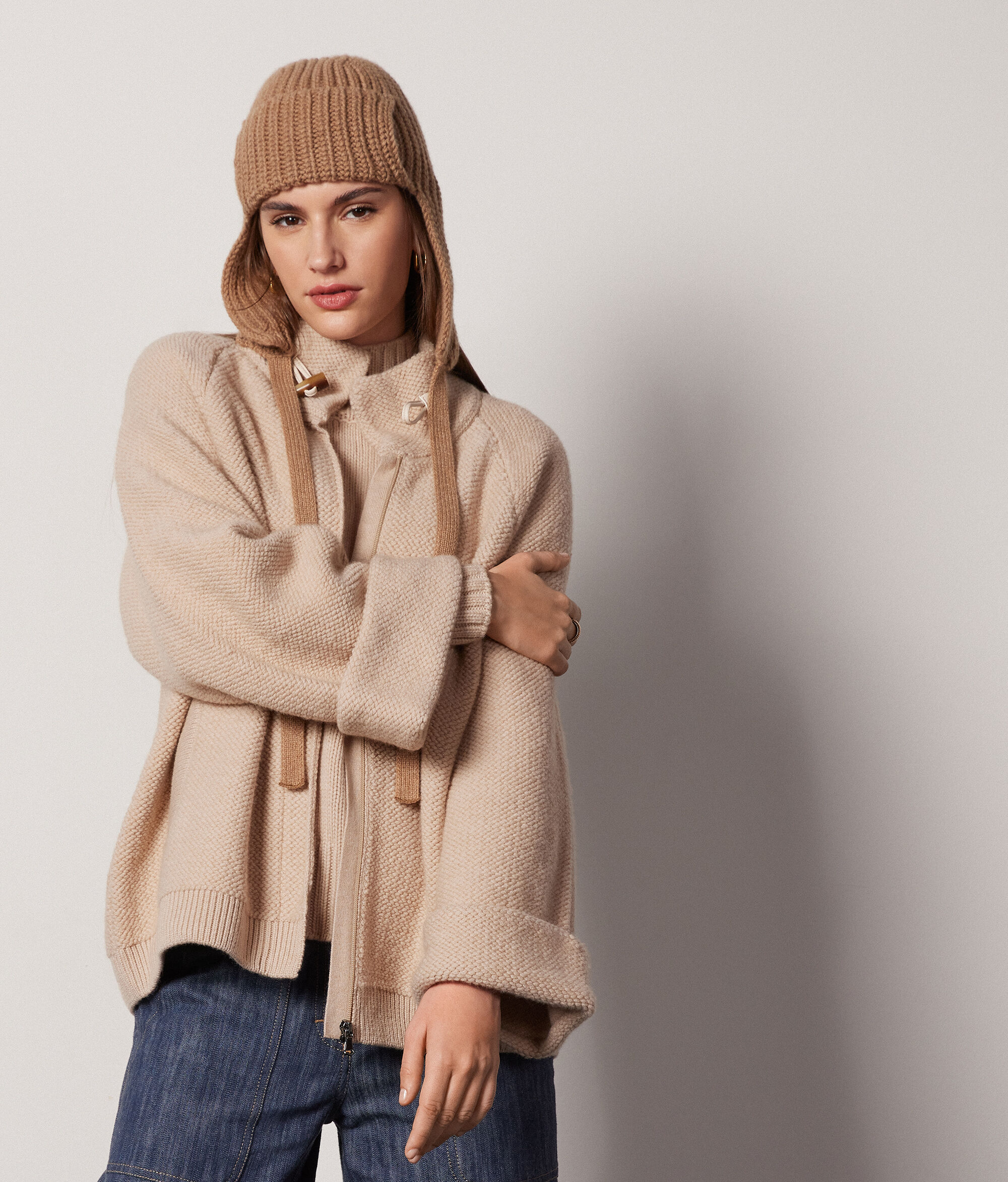 Manteau effet mouton en cachemire ultra-doux