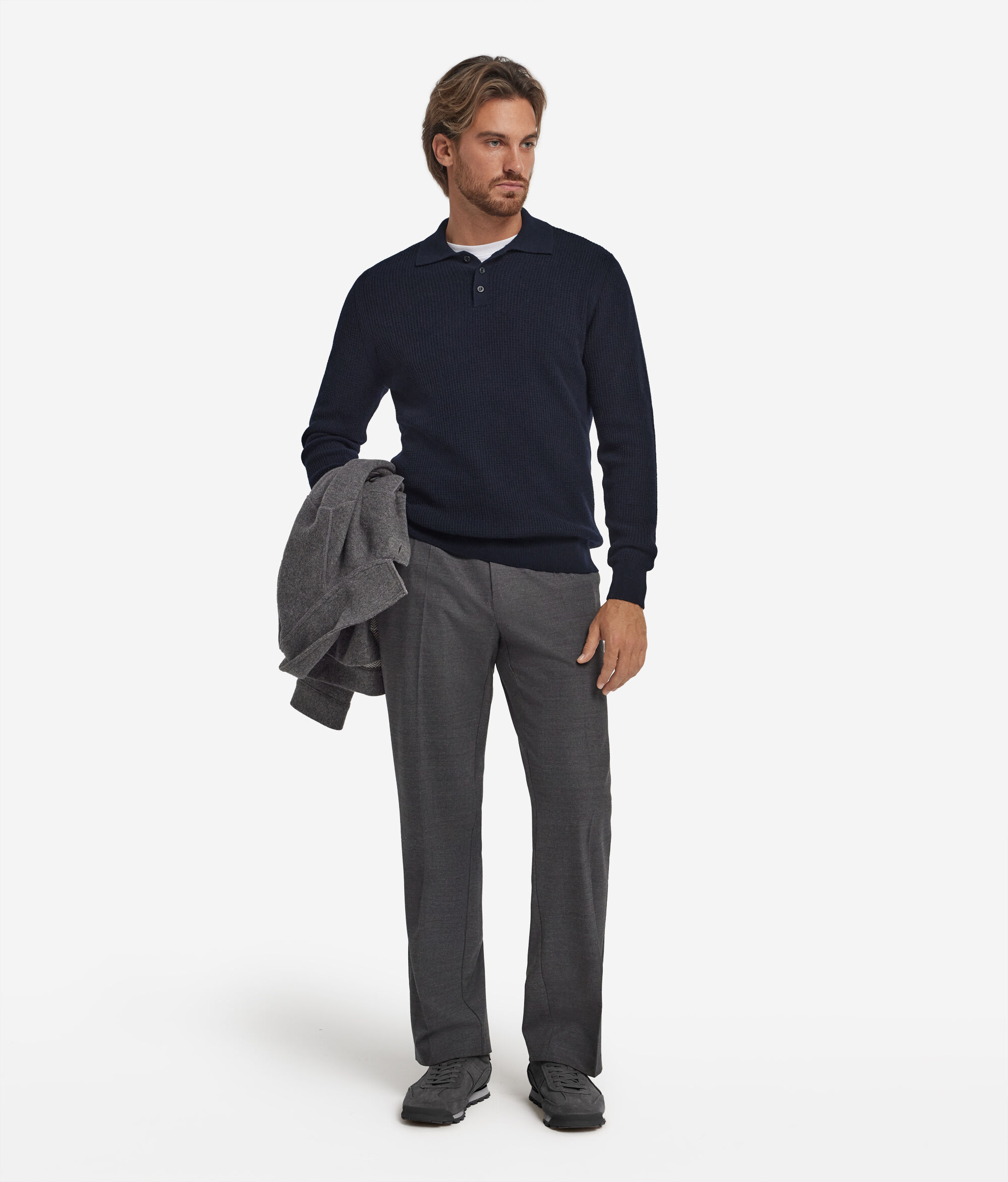 Polo tricotaj gofrat din Cașmir Ultrasoft