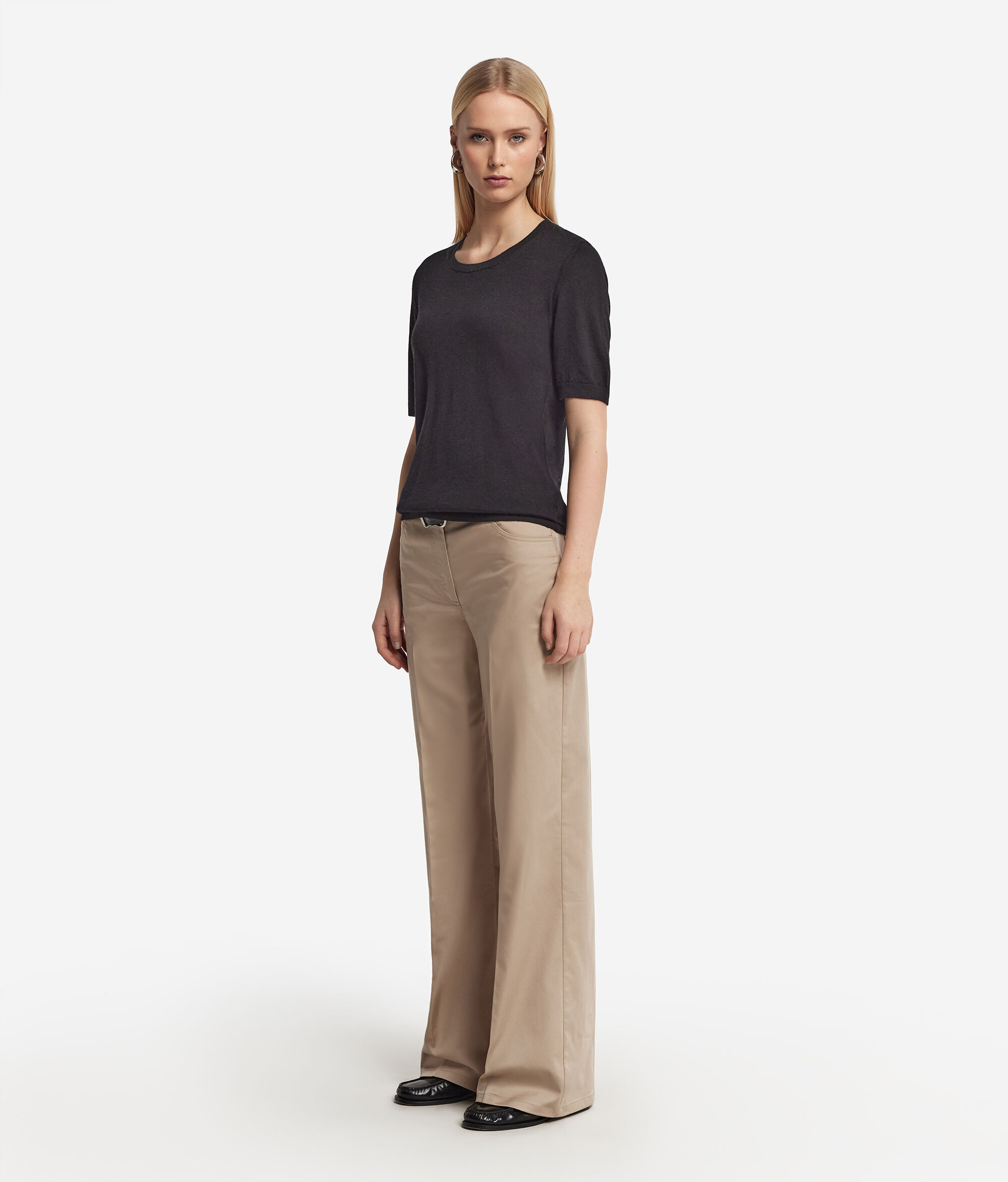 Pantalone Palazzo in Tessuto di Cotone