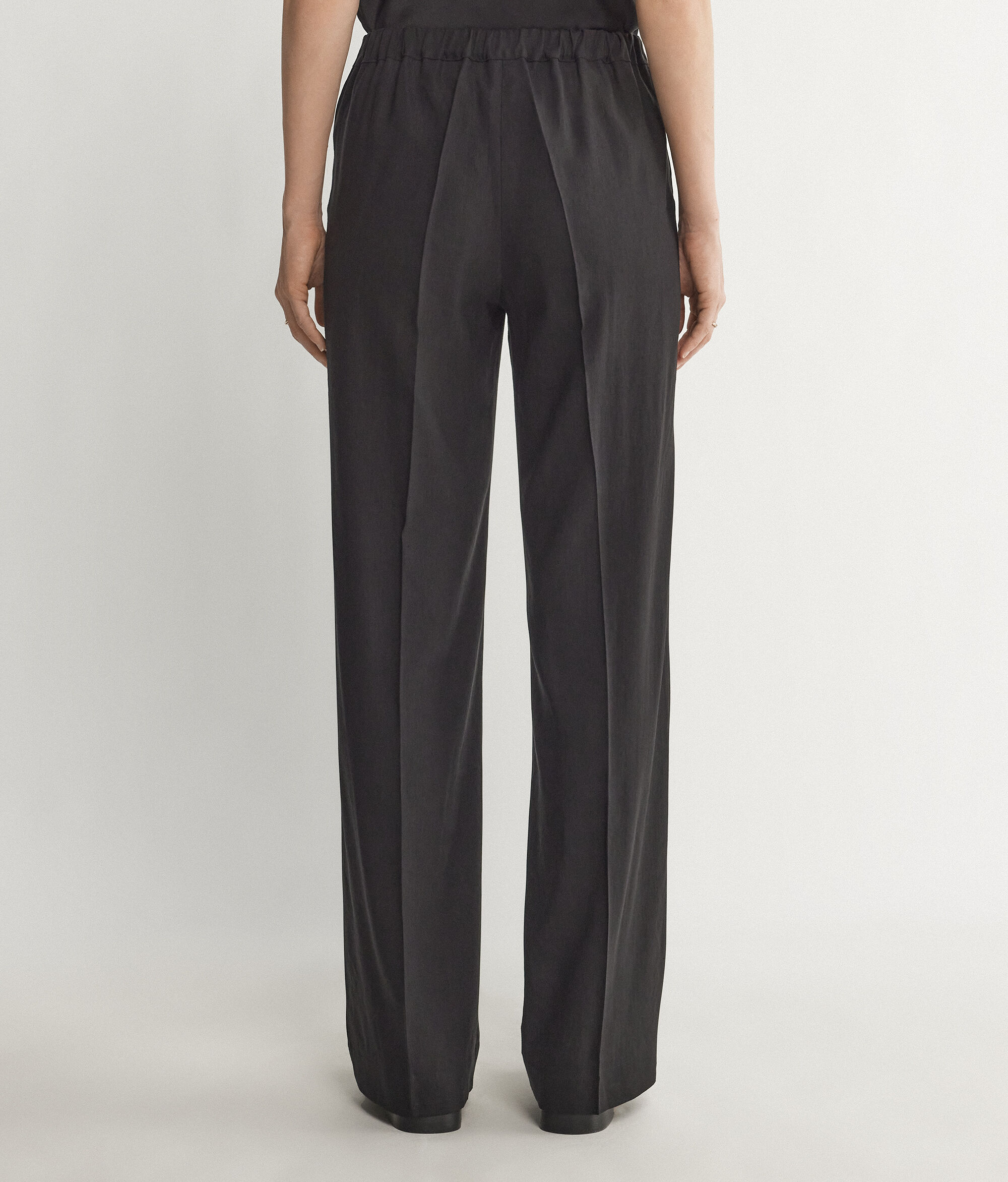 Linen Viscose Wide-Leg Trousers