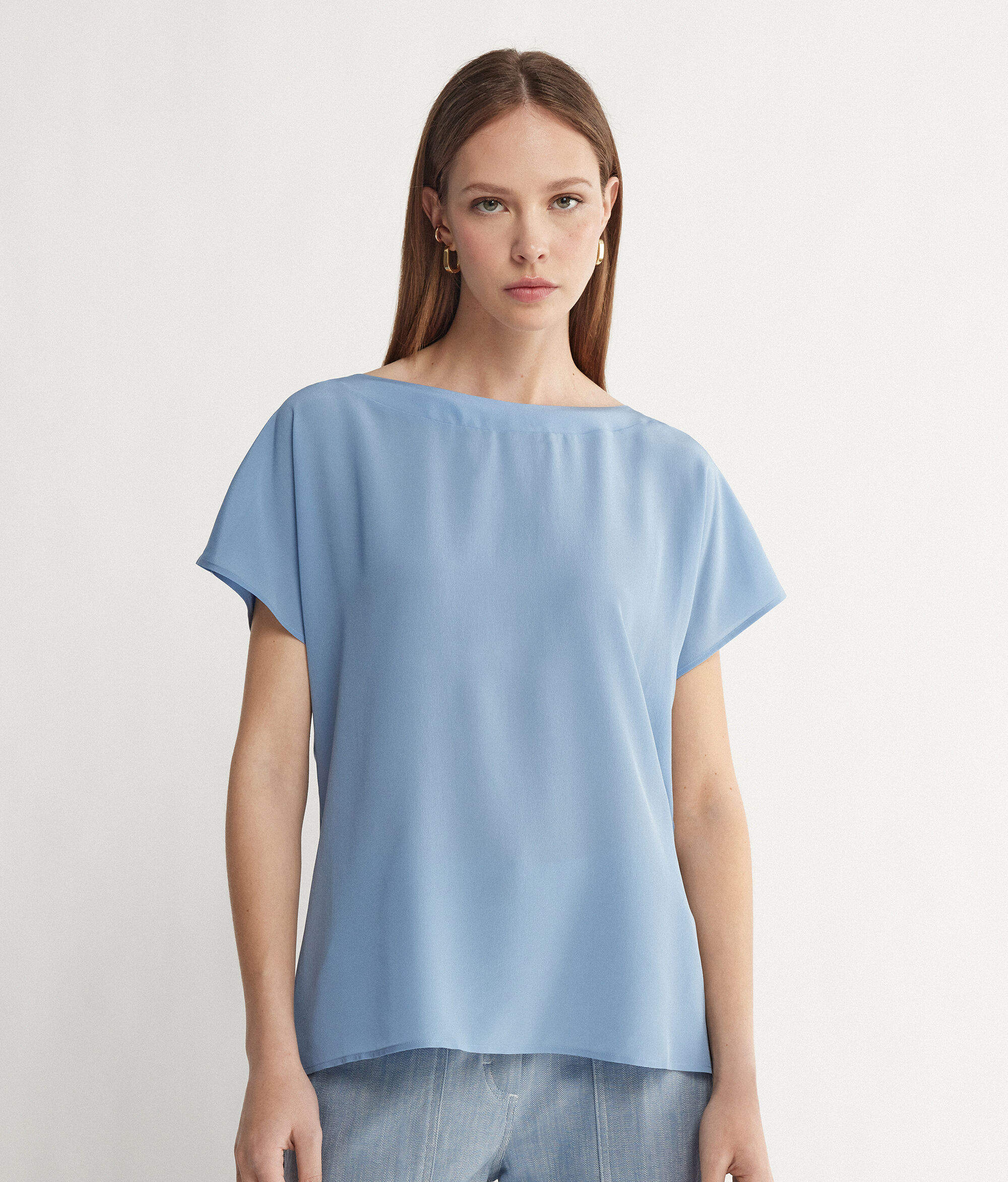 Silk and Modal Boat-Neck T-Shirt