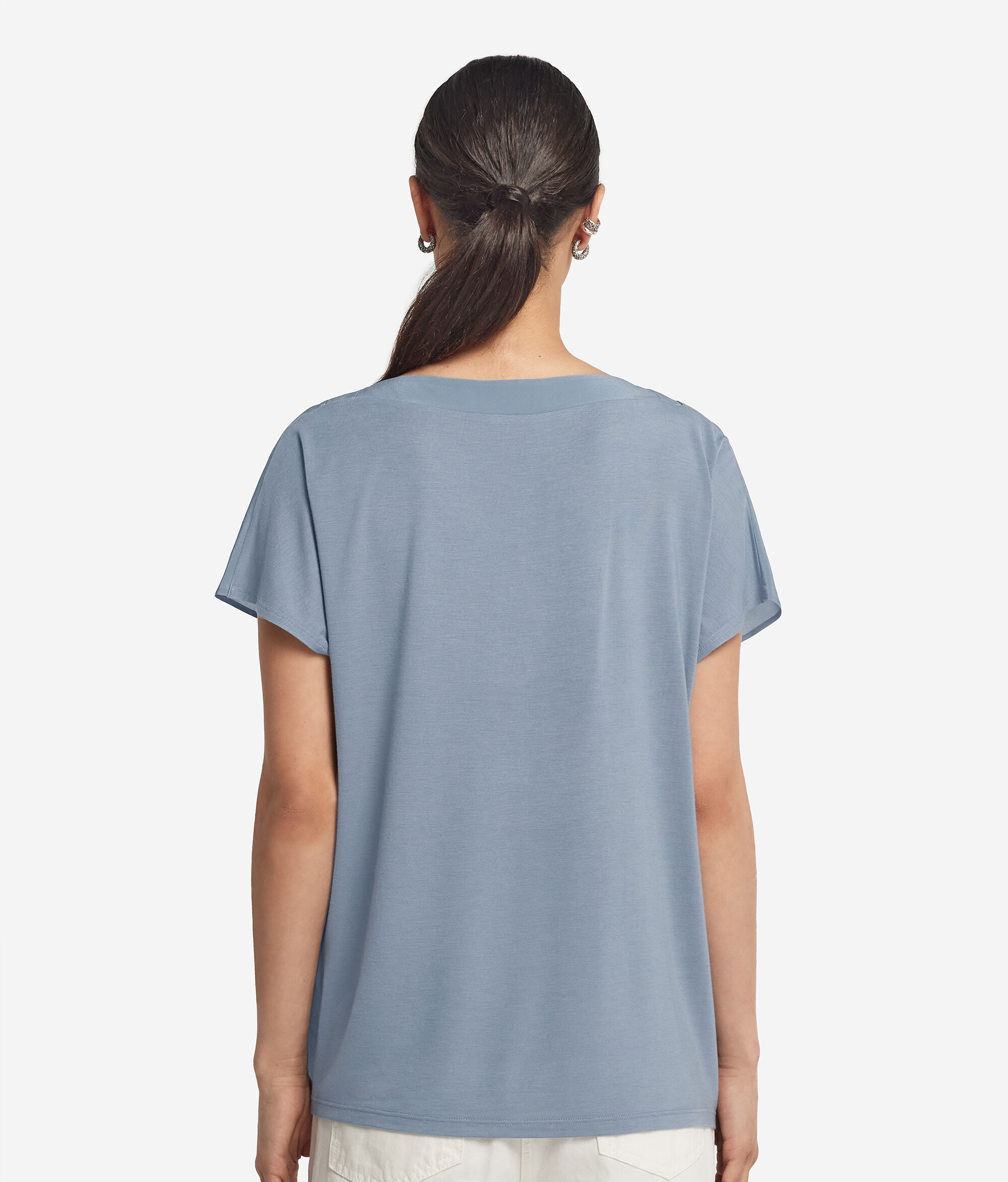 Silk V-Neck Kimono T-Shirt