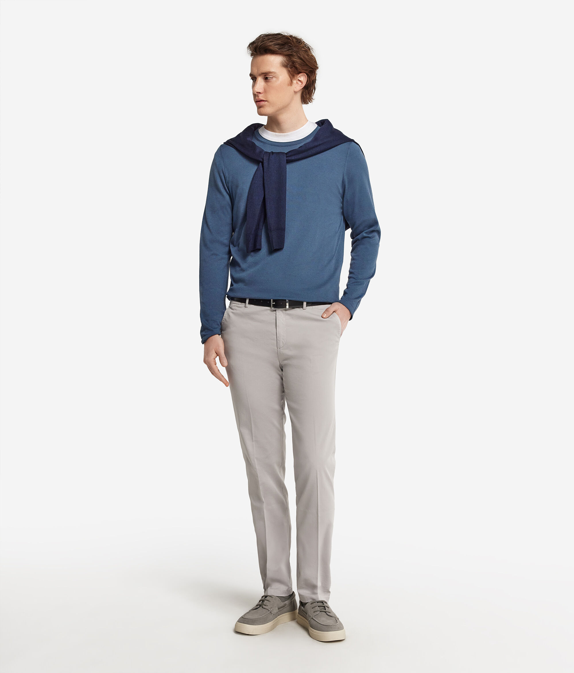Round-Neck Silk and Cotton Jumper