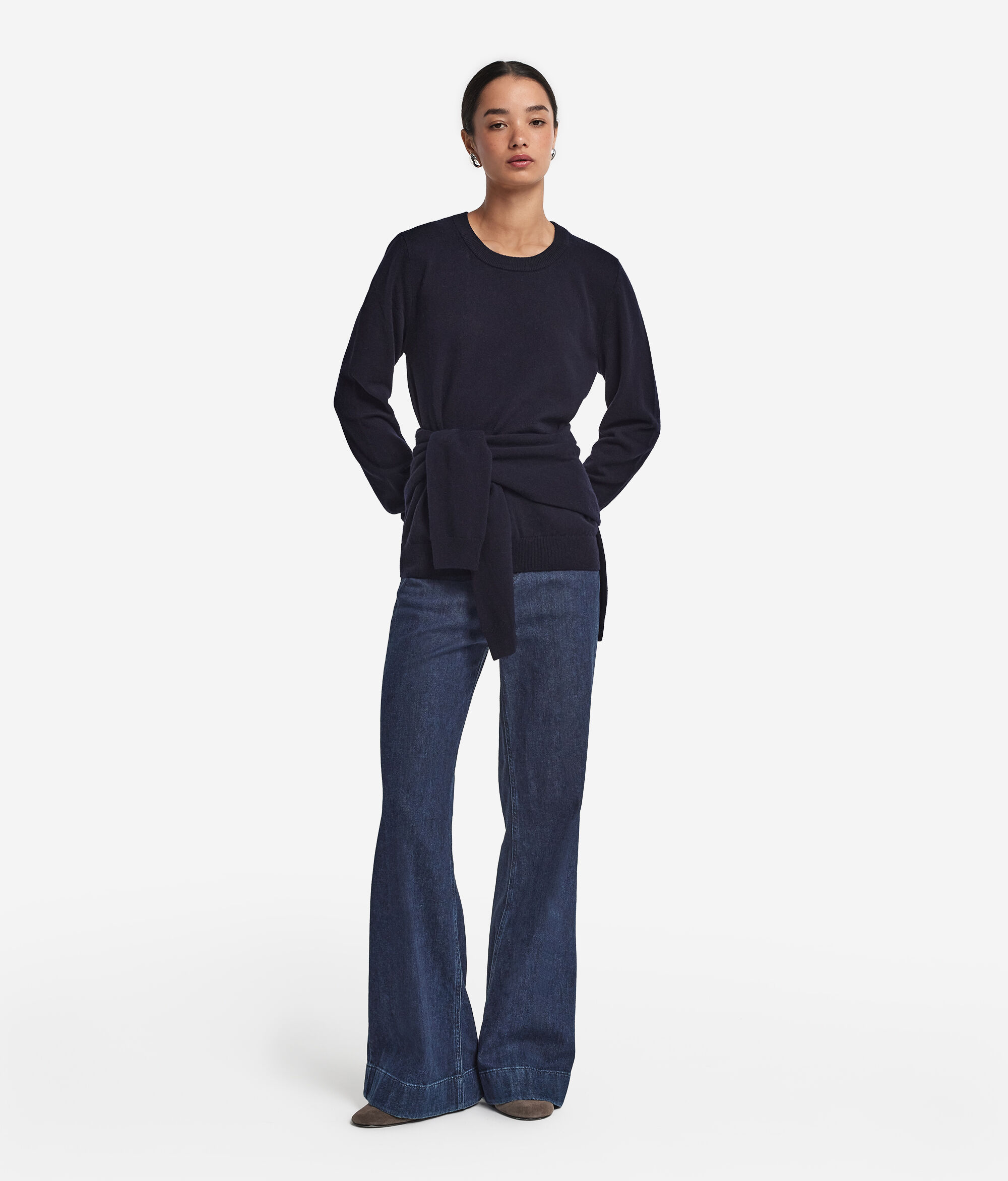 Camisola com Decote Redondo e Mangas Compridas em Ultrasoft Cashmere